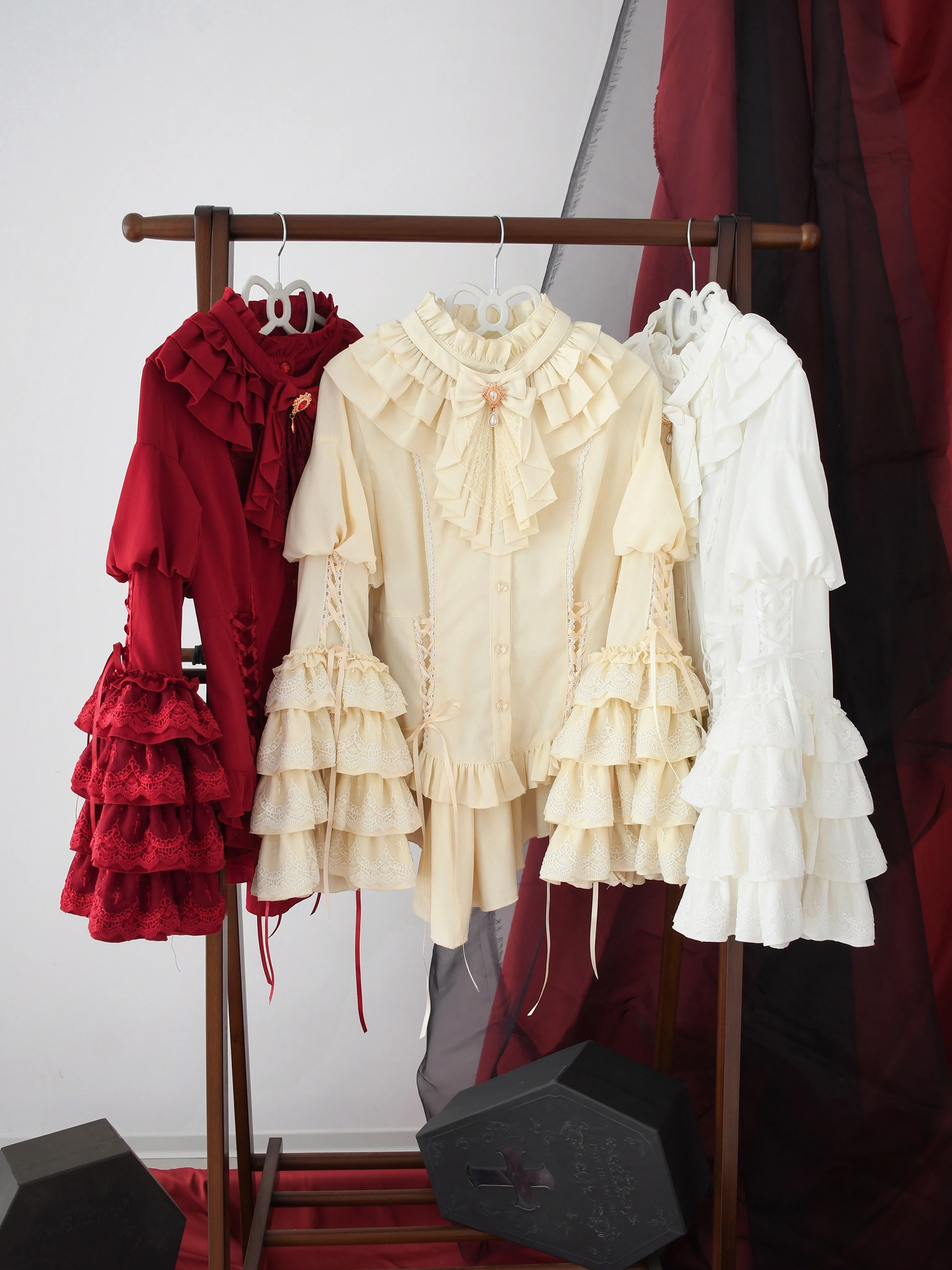 Good and Evil Angel - Gothic Lolita SK Set Retro Princess Sleeve Blouse - Image 24