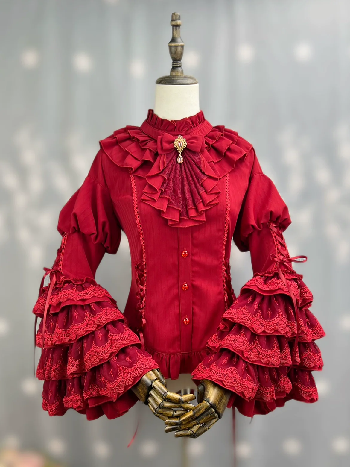 Good and Evil Angel - Gothic Lolita SK Set Retro Princess Sleeve Blouse - Image 25