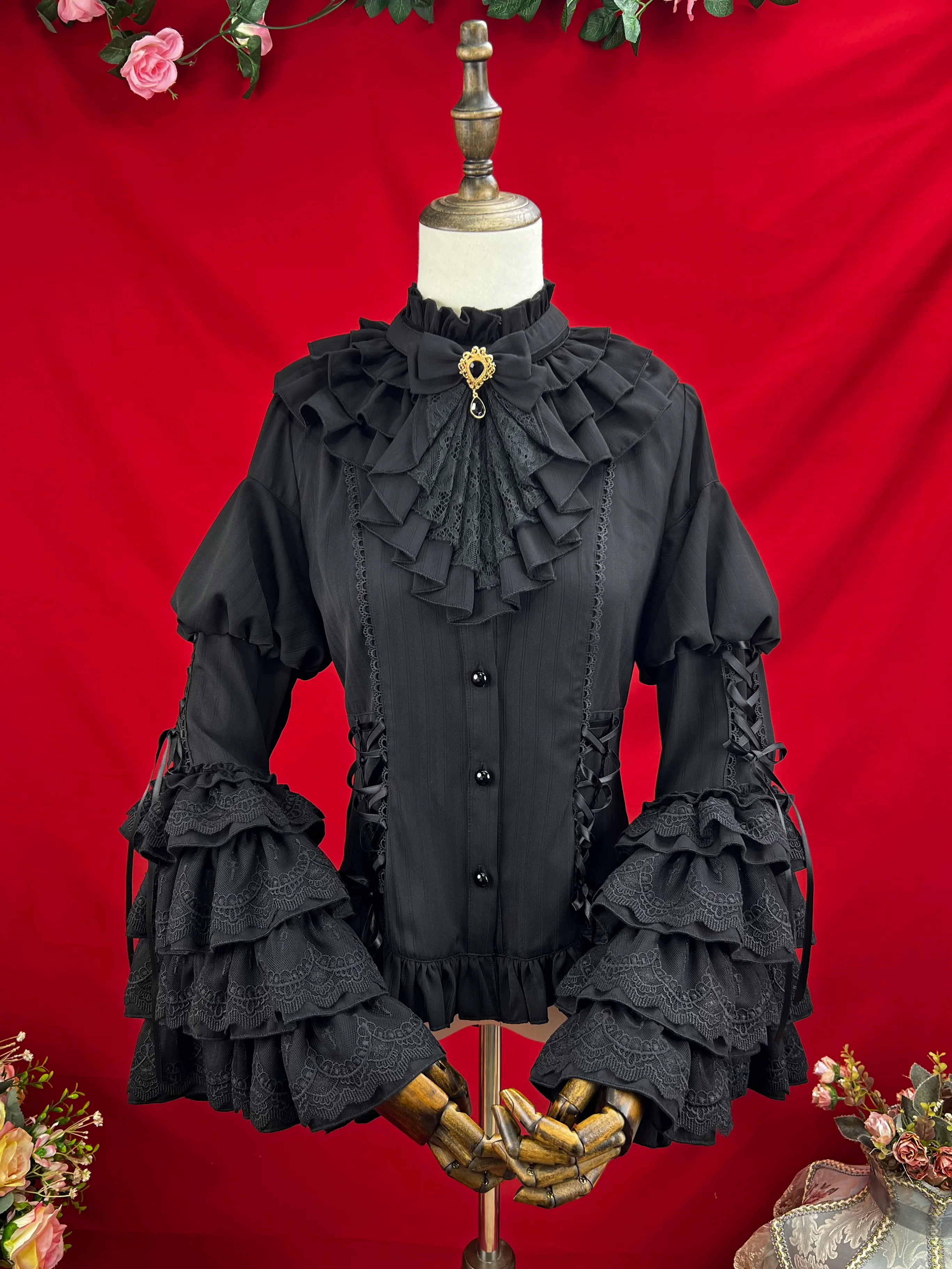 Good and Evil Angel - Gothic Lolita SK Set Retro Princess Sleeve Blouse - Image 26