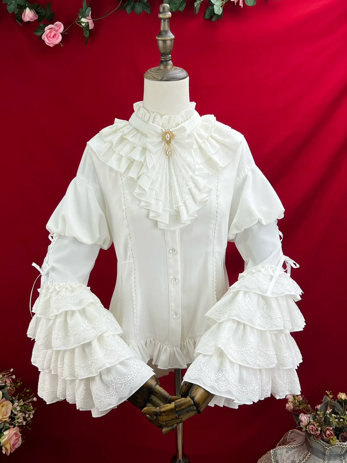Good and Evil Angel - Gothic Lolita SK Set Retro Princess Sleeve Blouse - Image 27