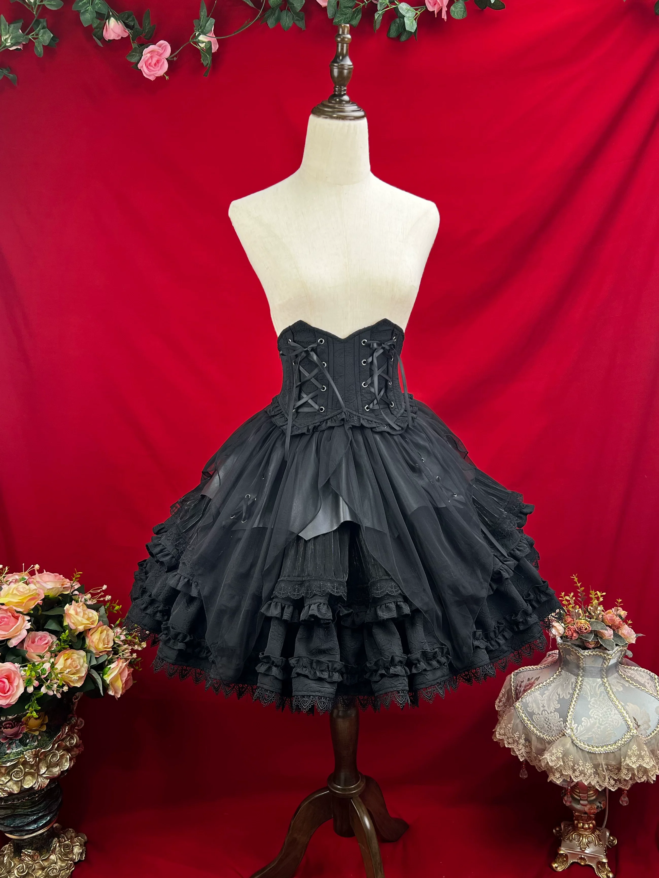 Good and Evil Angel - Gothic Lolita SK Set Retro Princess Sleeve Blouse - Image 32