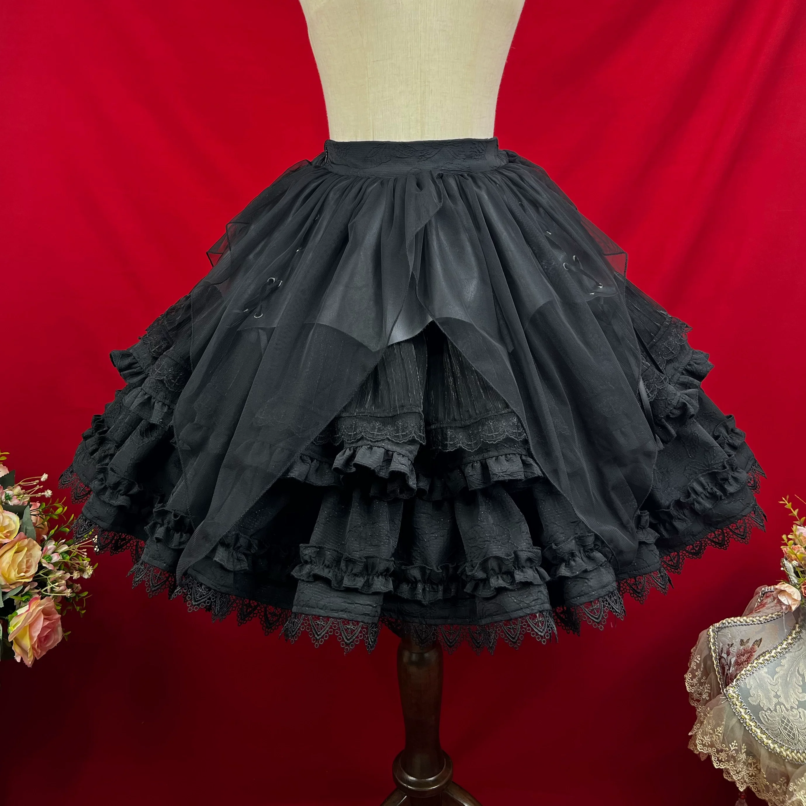 Good and Evil Angel - Gothic Lolita SK Set Retro Princess Sleeve Blouse - Image 33