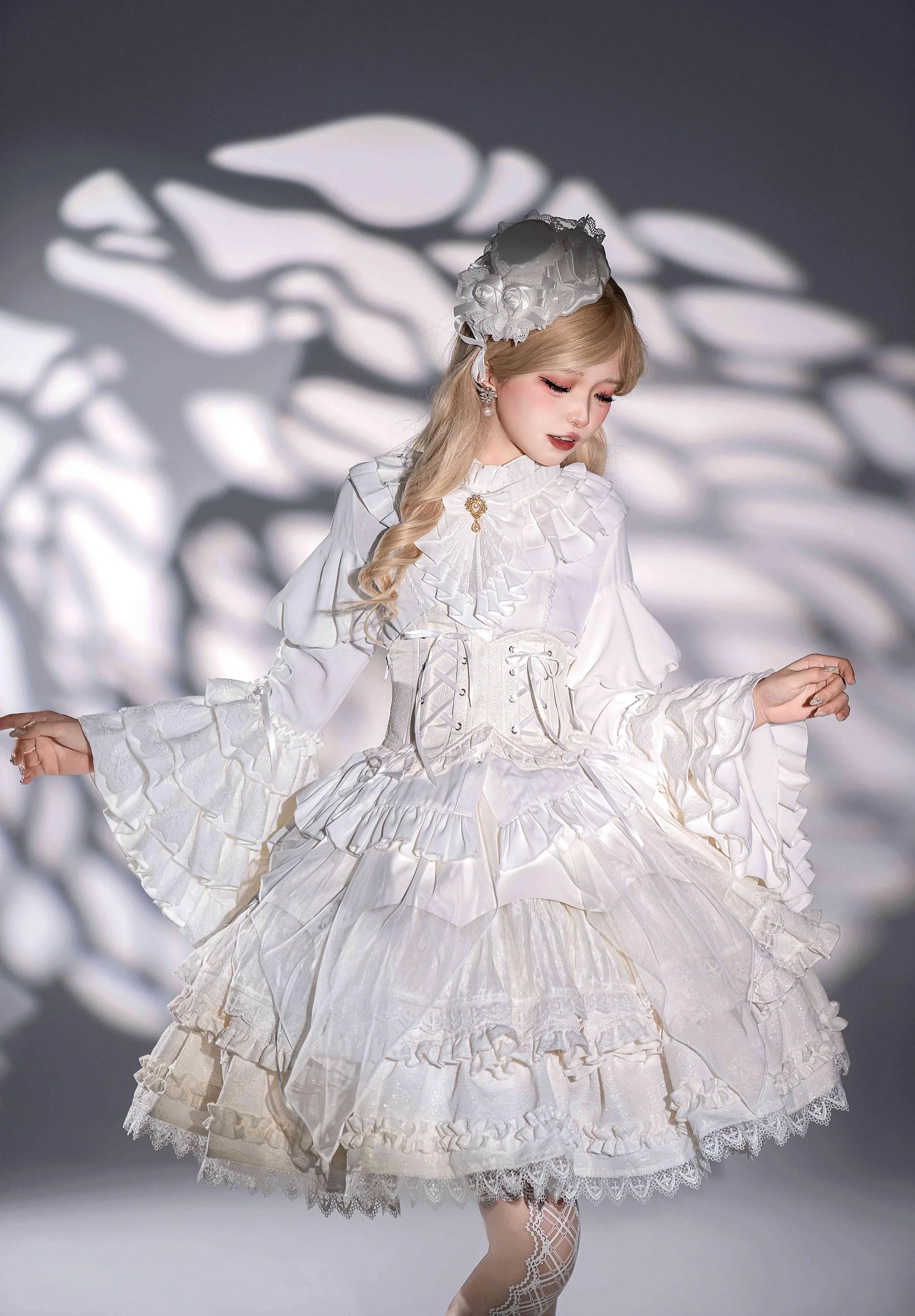 Good and Evil Angel - Gothic Lolita SK Set Retro Princess Sleeve Blouse - Image 5