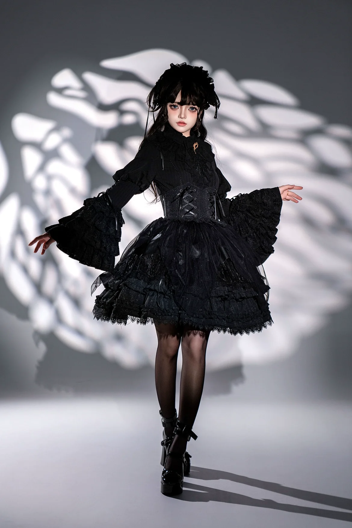 Good and Evil Angel - Gothic Lolita SK Set Retro Princess Sleeve Blouse - Image 7