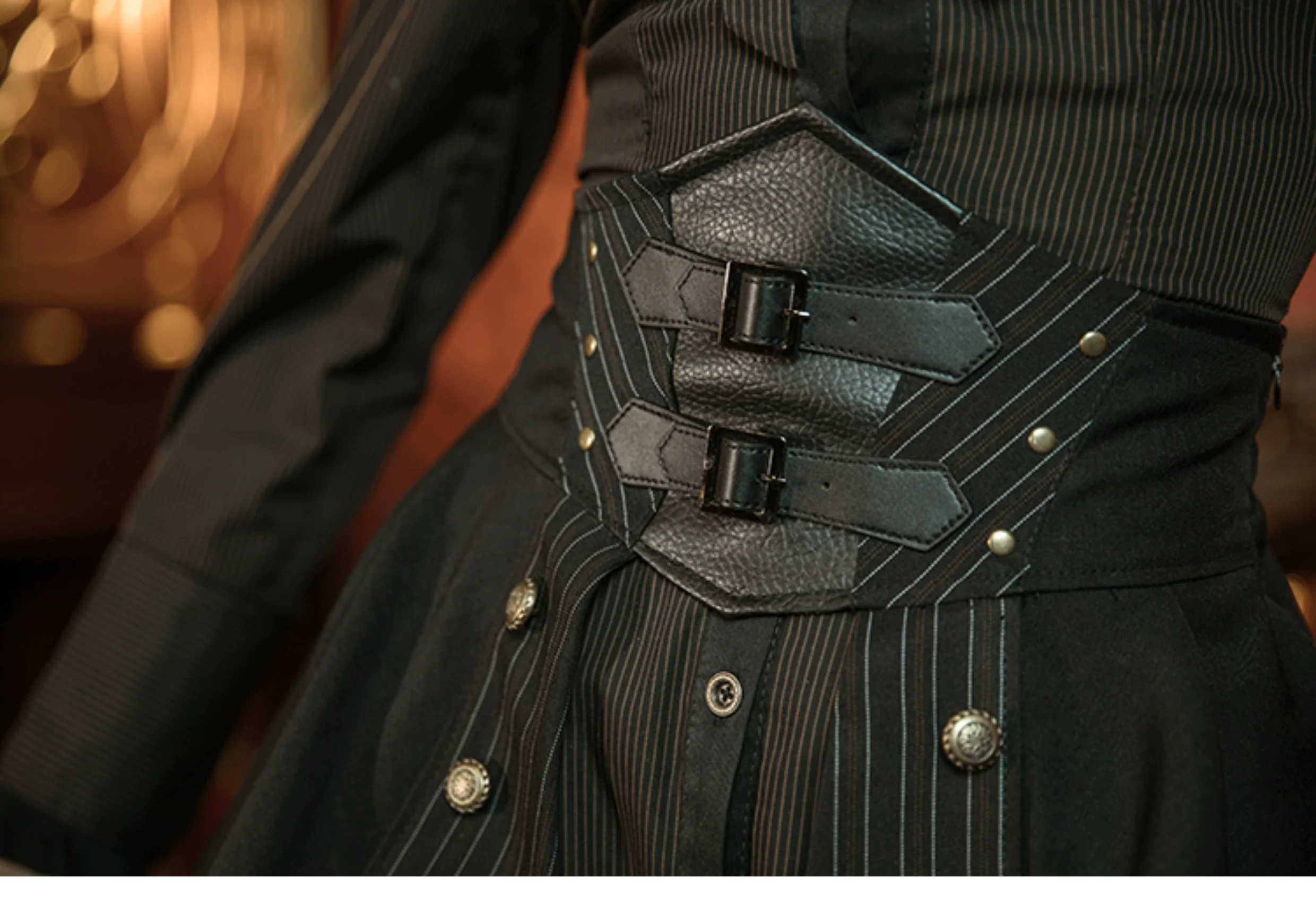Mr. Yi's Steam Continent - Gothic Lolita Skirt Black High-Waisted Leather Waistband Skirt - Image 23