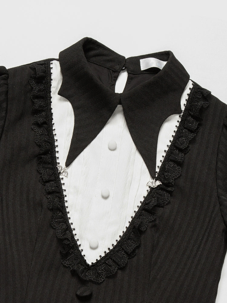 With PUJI - Night Talk - Gothic Lolita Skirt Dress Set, Batwing-shaped Accents - Image 34
