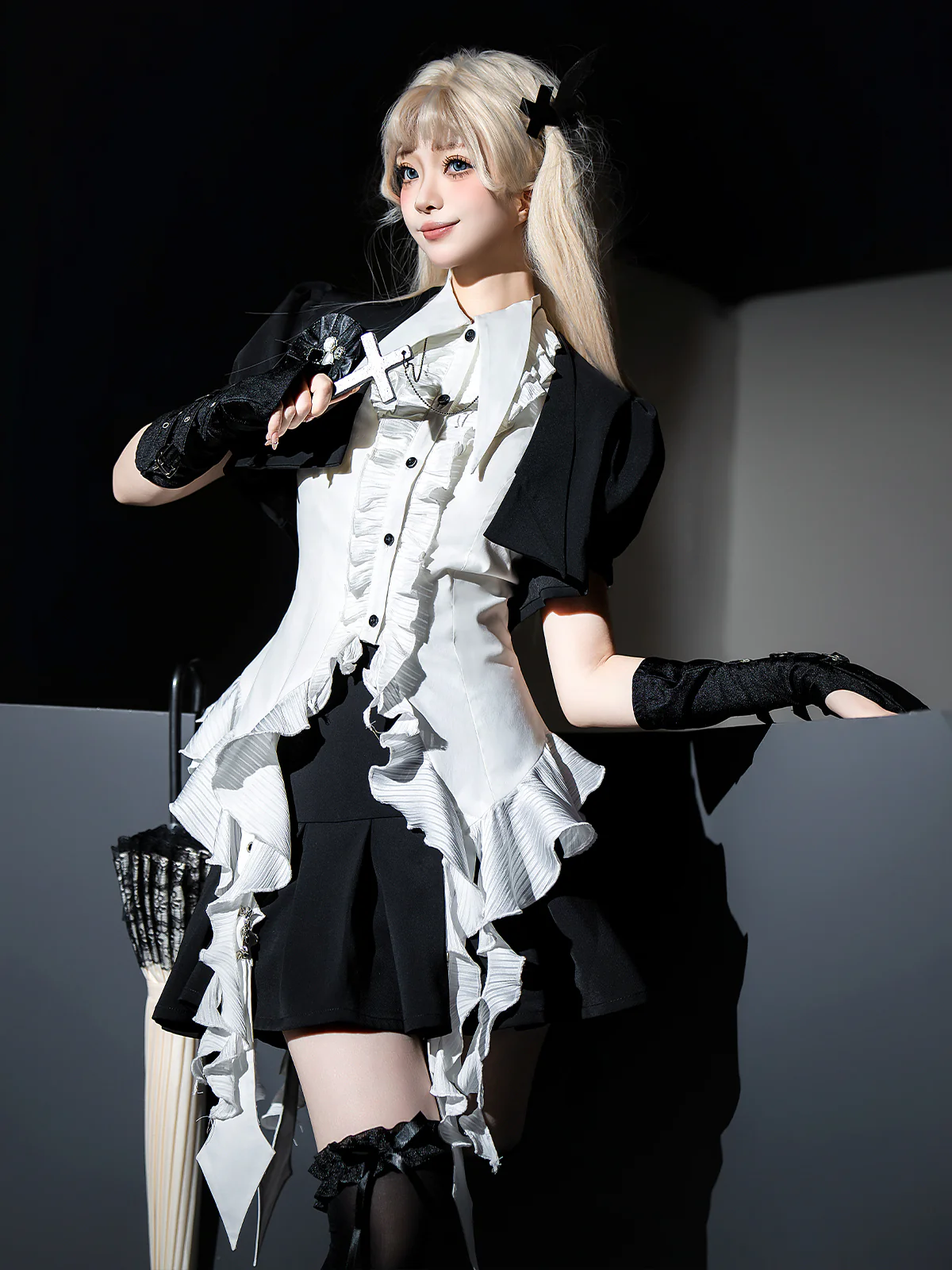 Shard Gem - Gothic Lolita Skirt Set with Sleeveless Shirt & Short Jacket - Image 3