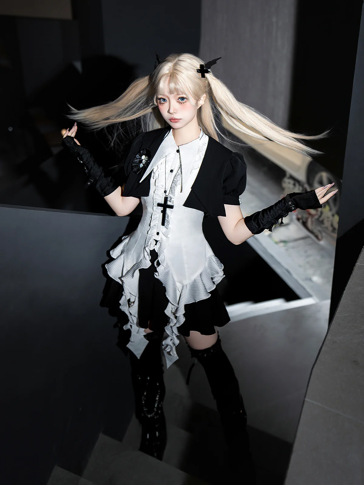 Shard Gem - Gothic Lolita Skirt Set with Sleeveless Shirt & Short Jacket - Image 4