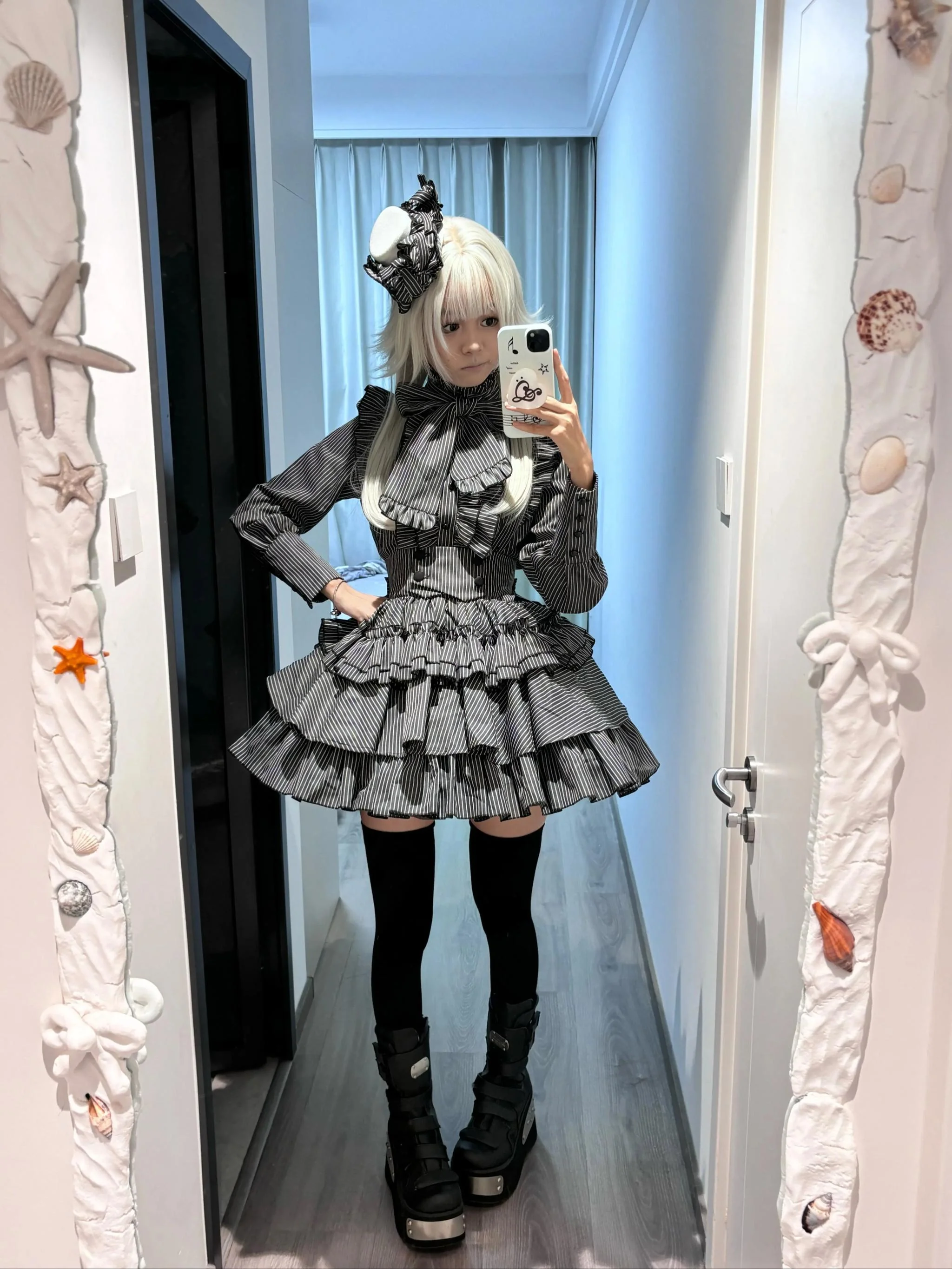 Doll Gift Box - Gothic Lolita Striped Blouse & Skirt Set, Back Zipper - Image 13