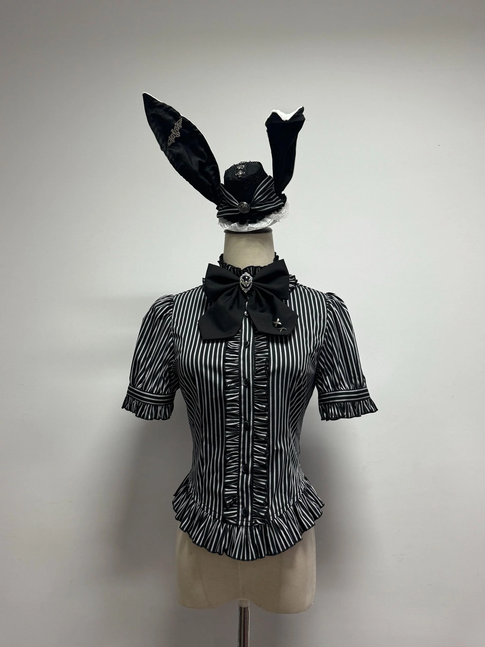 Dark Lord - Gothic Lolita Striped JSK Set, Skull Print - Image 5