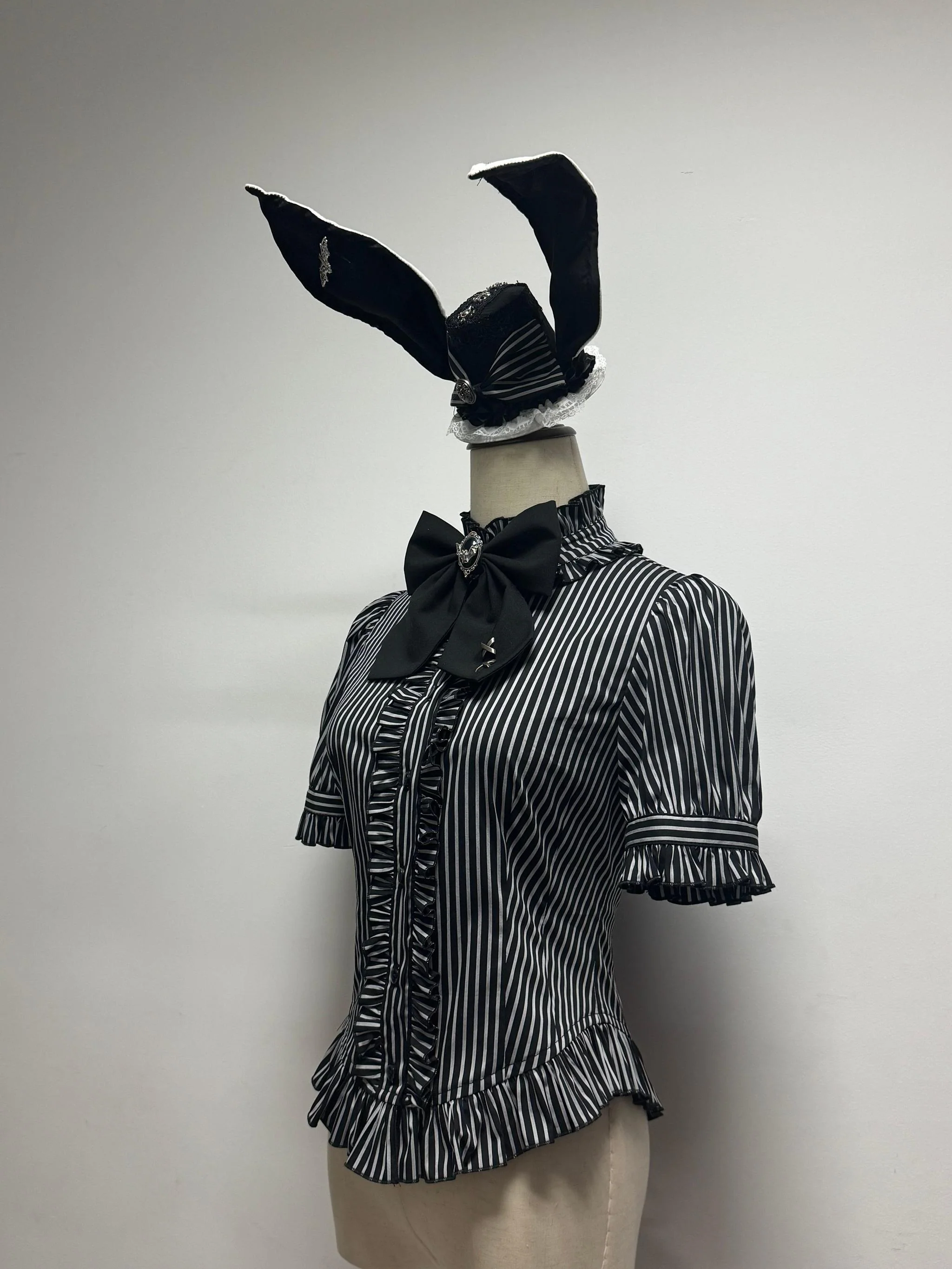 Dark Lord - Gothic Lolita Striped JSK Set, Skull Print - Image 6