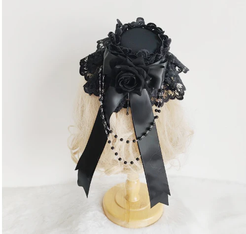 Gothic Lolita Top Hat Lolita Tea Party Halloween Hair Accessory - Image 3