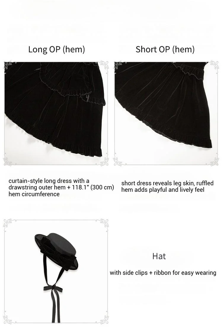 With PUJI - Apocalypse - Gothic Lolita Velvet OP Dress Set, Fishbone Waist - Image 29