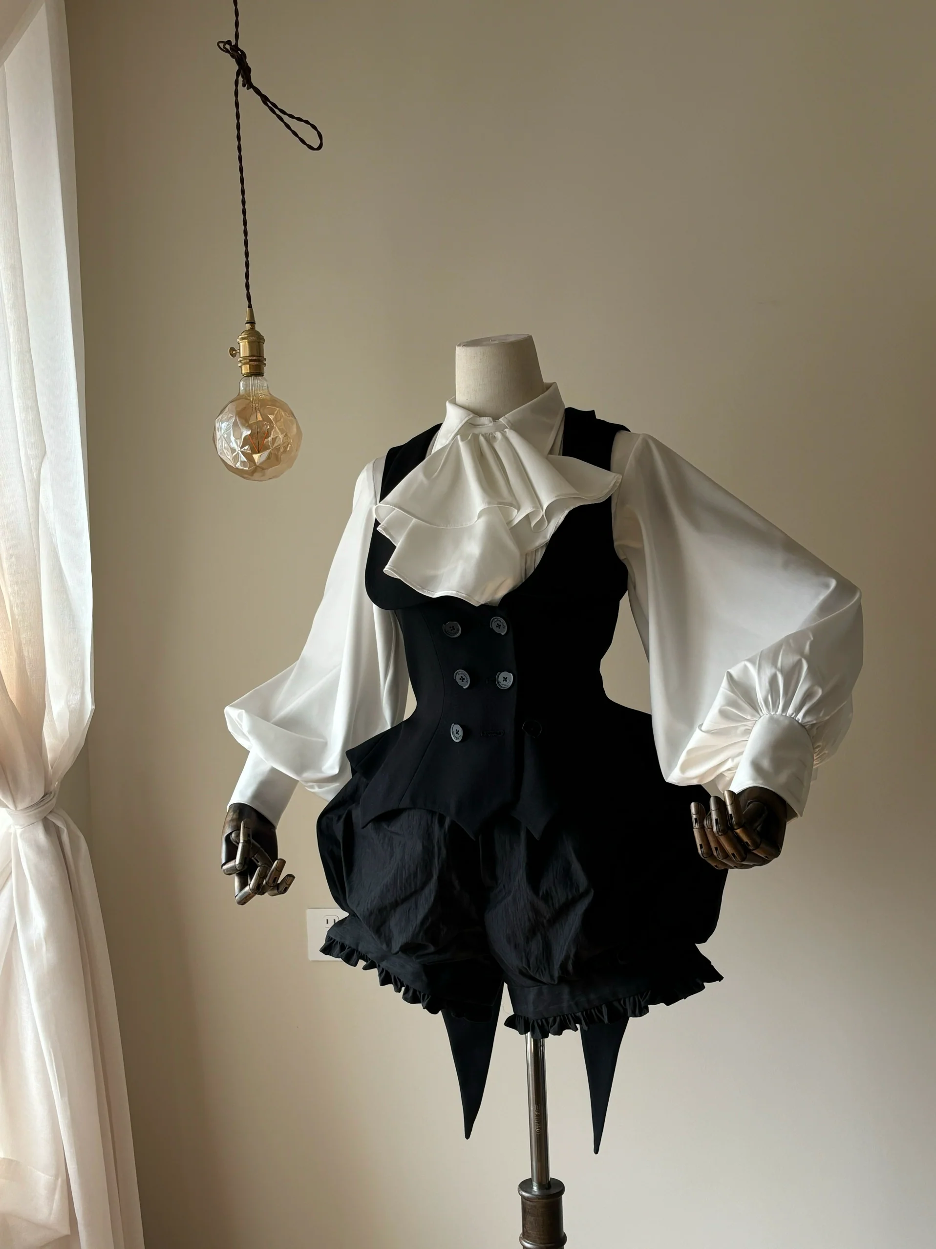 FlowerFairyDaily - Final Nocturne - Black Gothic Lolita Vest, Bat-Wing Shape - Image 8