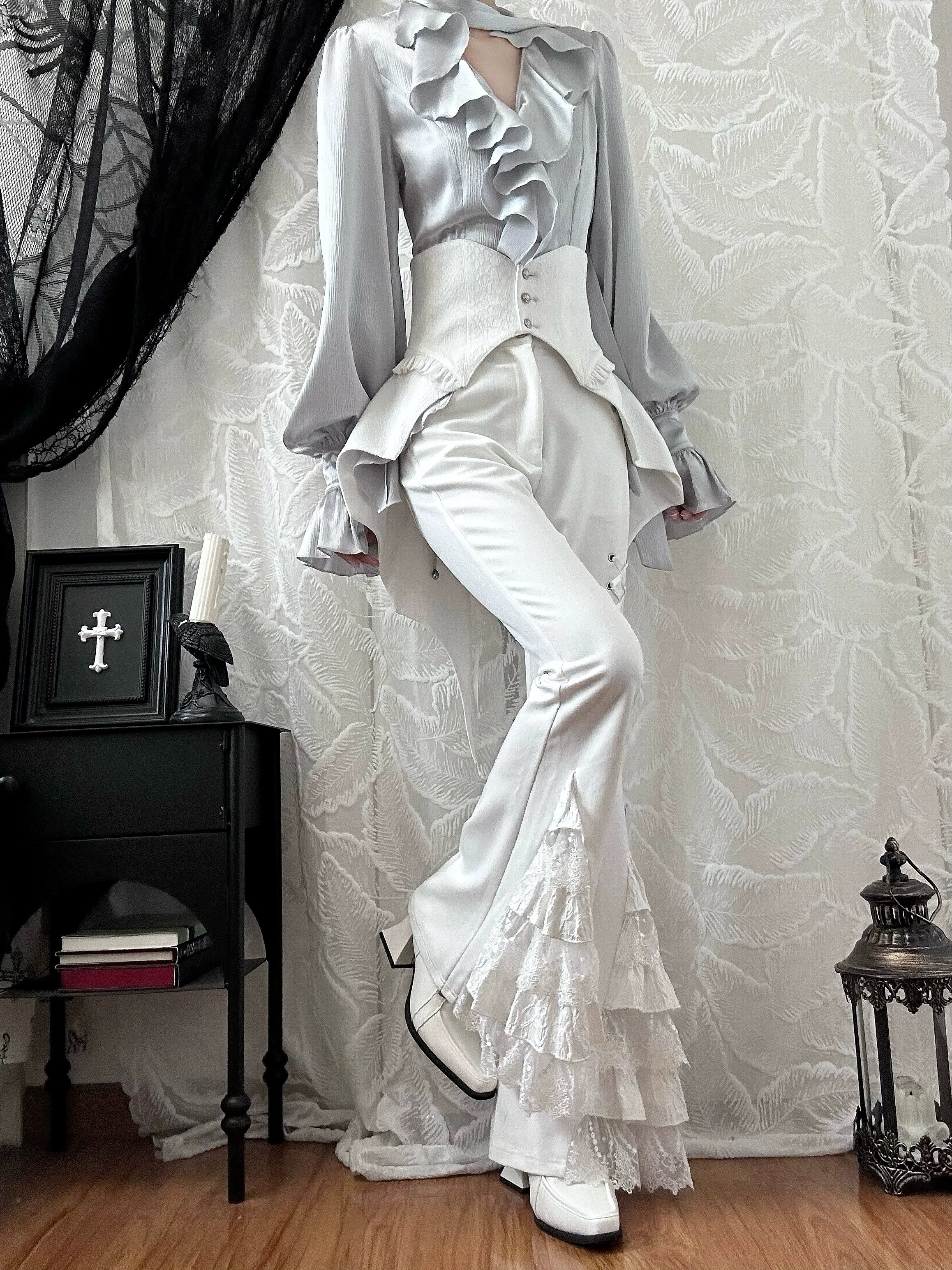 Blue Moon Bone Erosion - Gothic Lolita Waist Cincher, Bat Wing Hem - Image 13