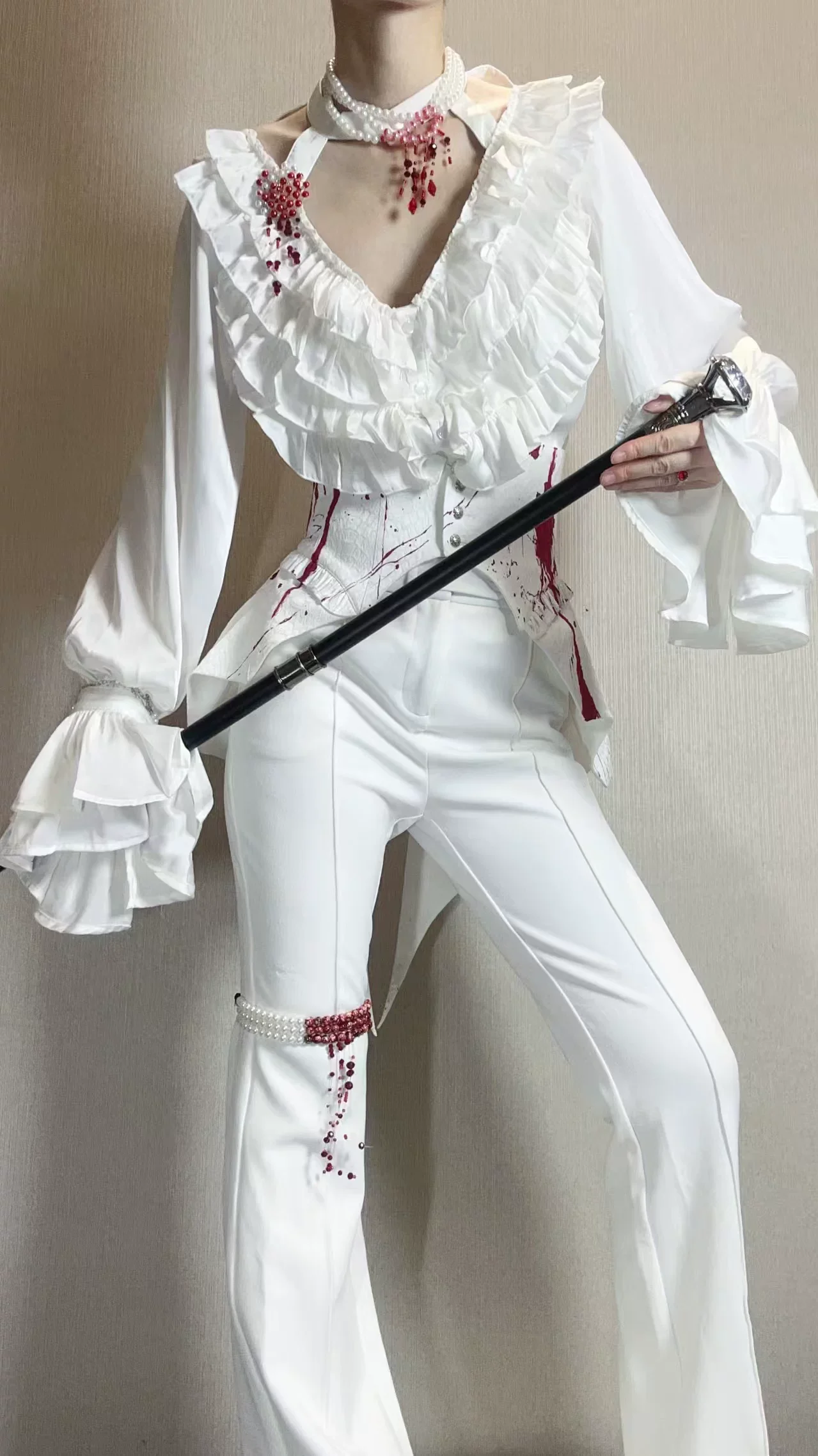 Blue Moon Bone Erosion - Gothic Lolita Waist Cincher, Bat Wing Hem - Image 15