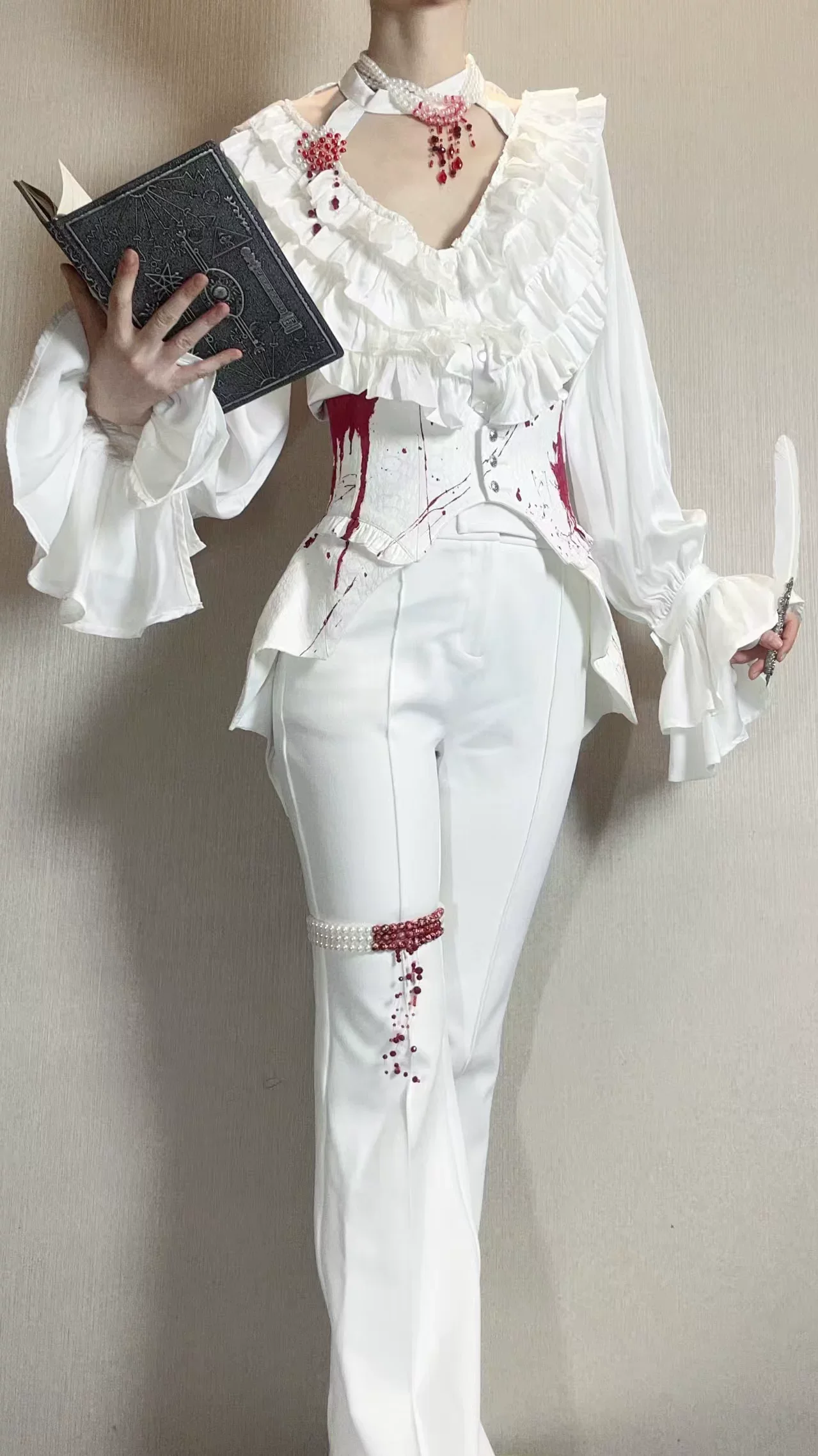 Blue Moon Bone Erosion - Gothic Lolita Waist Cincher, Bat Wing Hem - Image 17