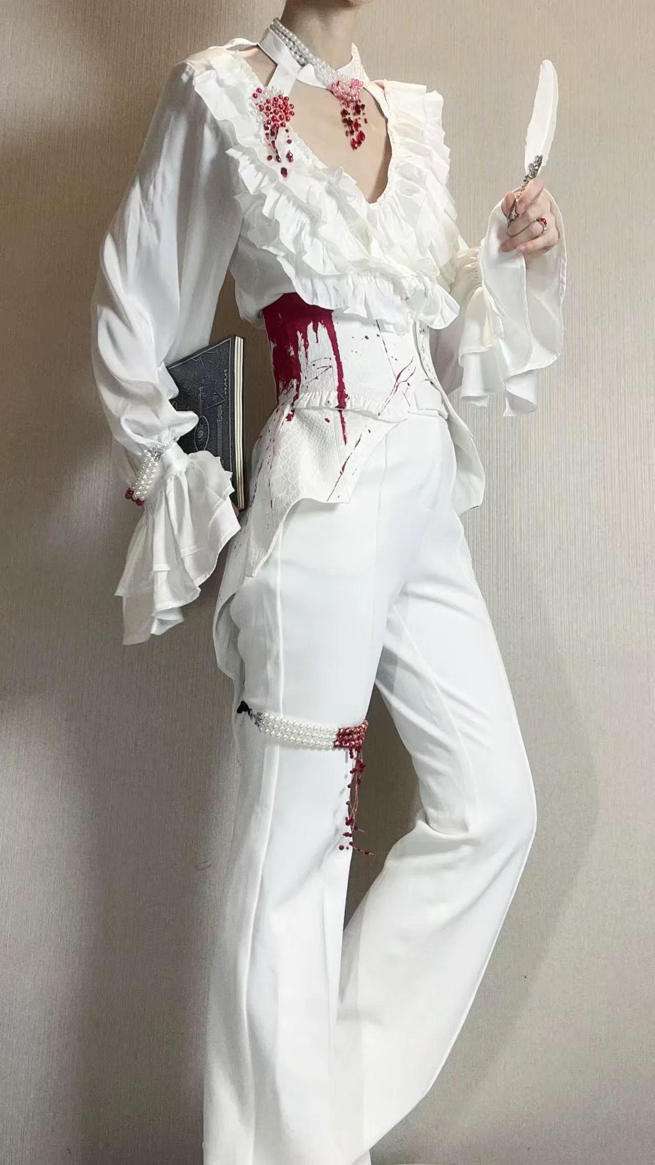 Blue Moon Bone Erosion - Gothic Lolita Waist Cincher, Bat Wing Hem - Image 18