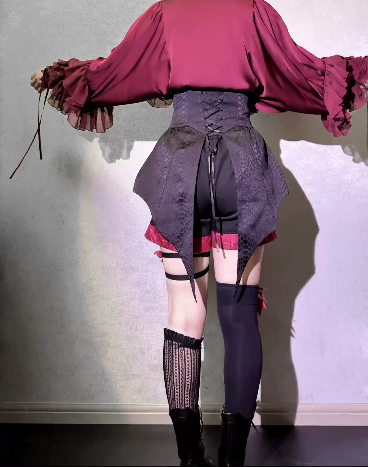 Blue Moon Bone Erosion - Gothic Lolita Waist Cincher, Bat Wing Hem - Image 22
