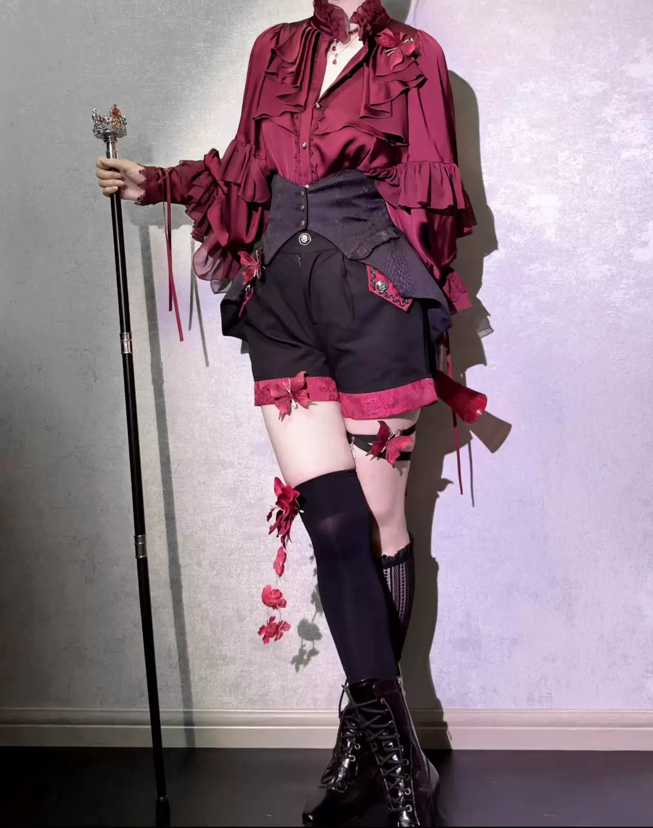Blue Moon Bone Erosion - Gothic Lolita Waist Cincher, Bat Wing Hem - Image 24