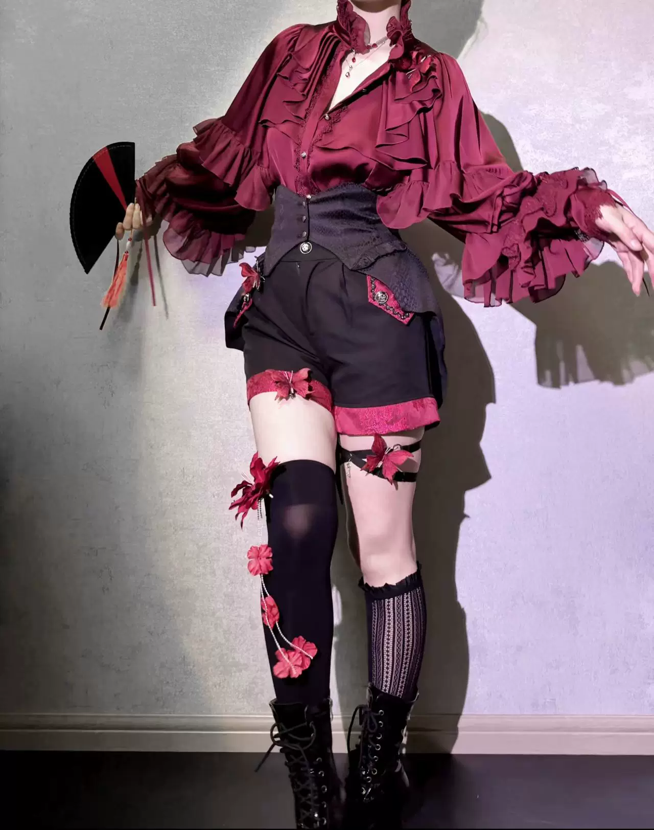Blue Moon Bone Erosion - Gothic Lolita Waist Cincher, Bat Wing Hem - Image 26