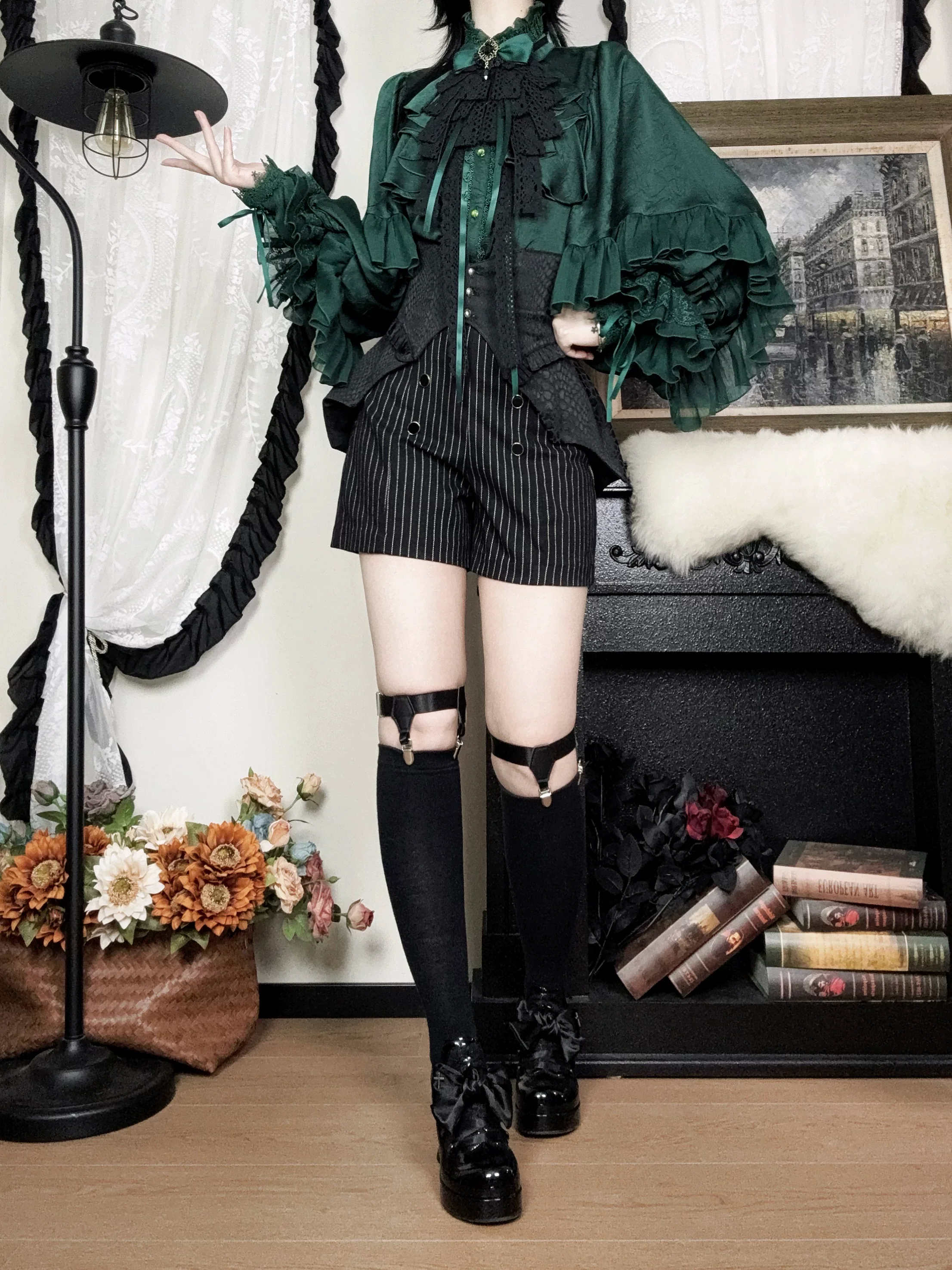 Blue Moon Bone Erosion - Gothic Lolita Waist Cincher, Bat Wing Hem - Image 33