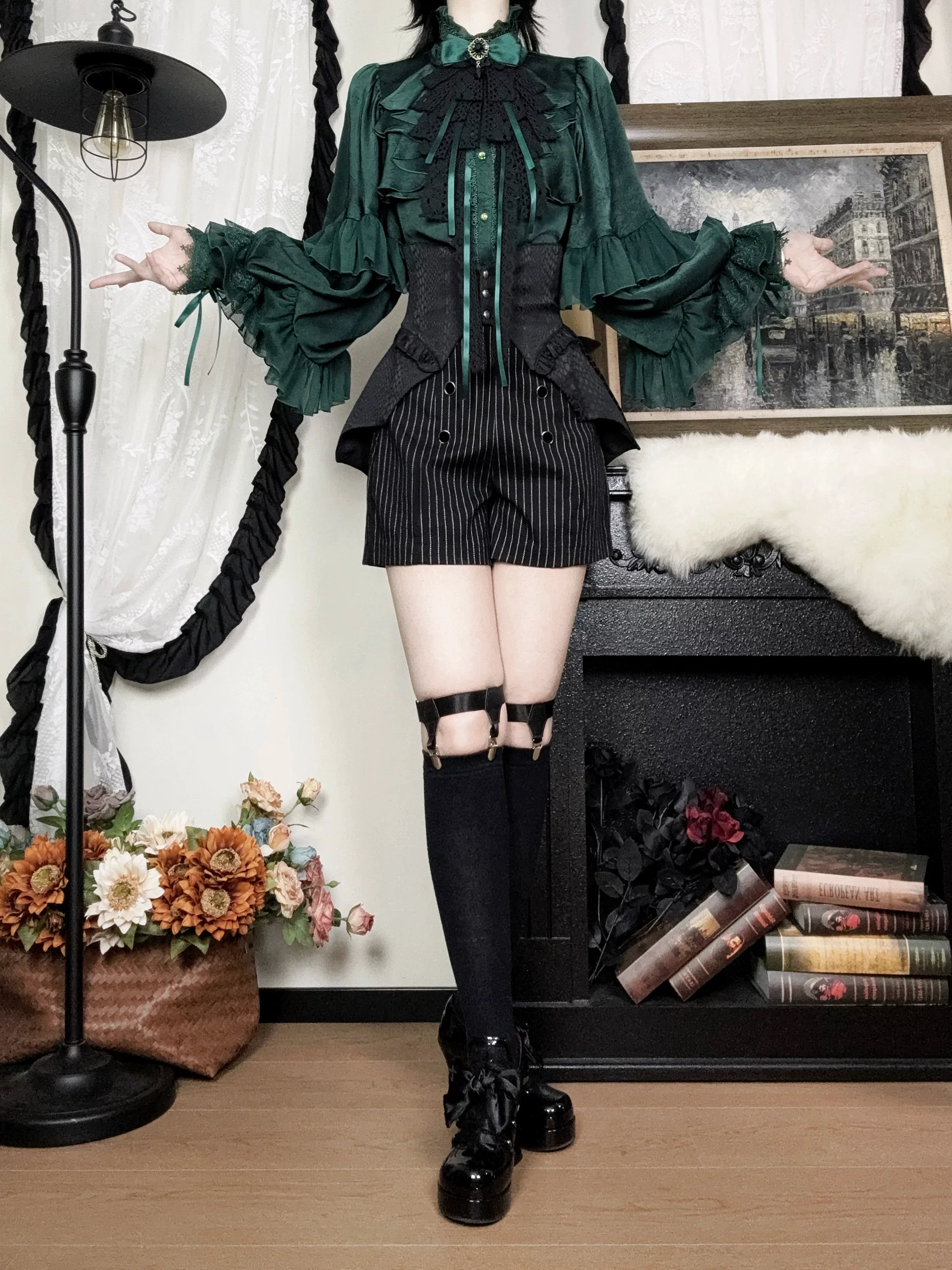 Blue Moon Bone Erosion - Gothic Lolita Waist Cincher, Bat Wing Hem - Image 34