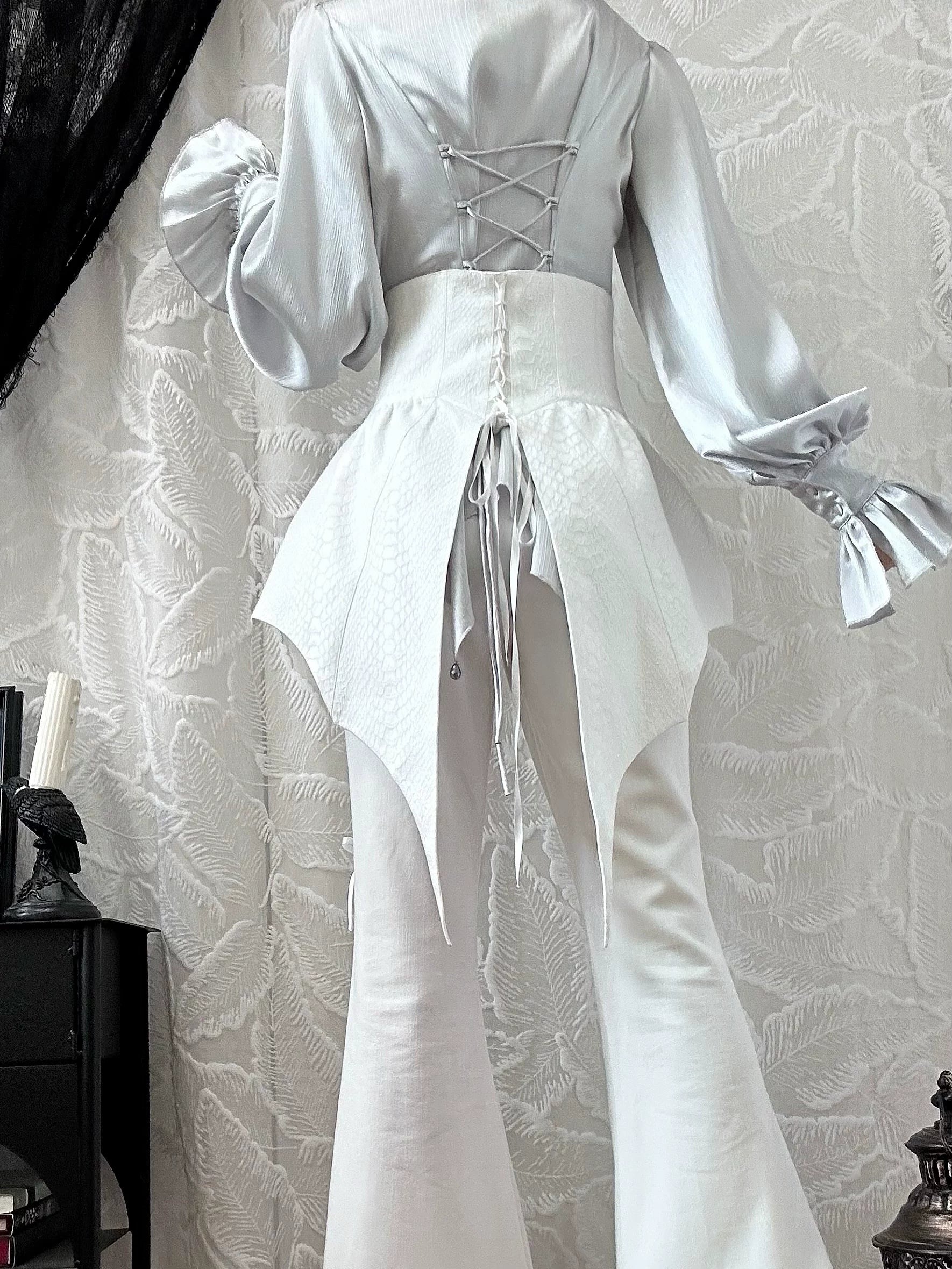 Blue Moon Bone Erosion - Gothic Lolita Waist Cincher, Bat Wing Hem - Image 9