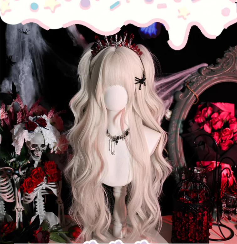 Dalao Home - Moko - Gothic Lolita Wig Pearl Milk Grey Long Curly Hair - Image 3