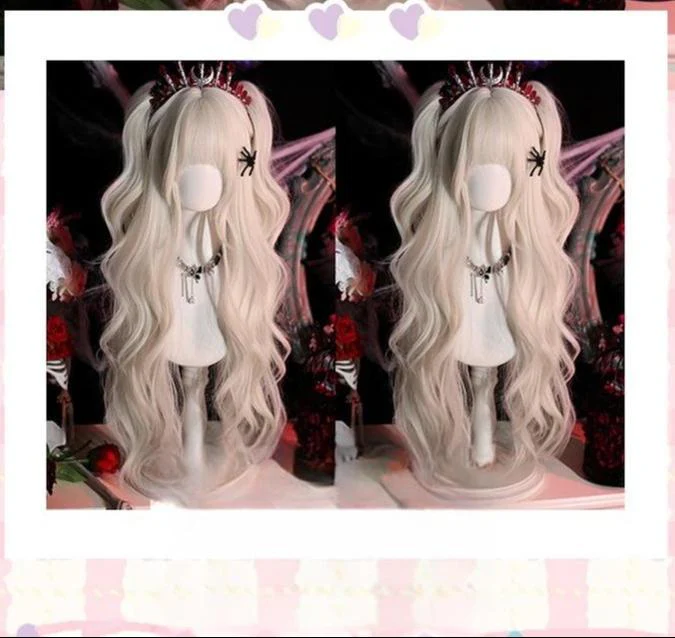Dalao Home - Moko - Gothic Lolita Wig Pearl Milk Grey Long Curly Hair - Image 5