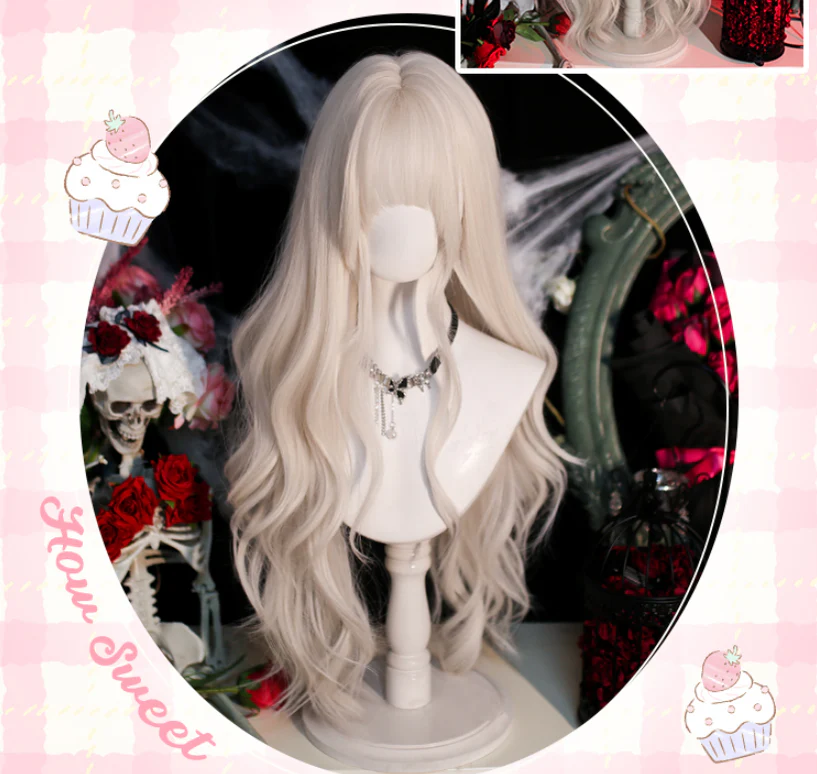Dalao Home - Moko - Gothic Lolita Wig Pearl Milk Grey Long Curly Hair - Image 6