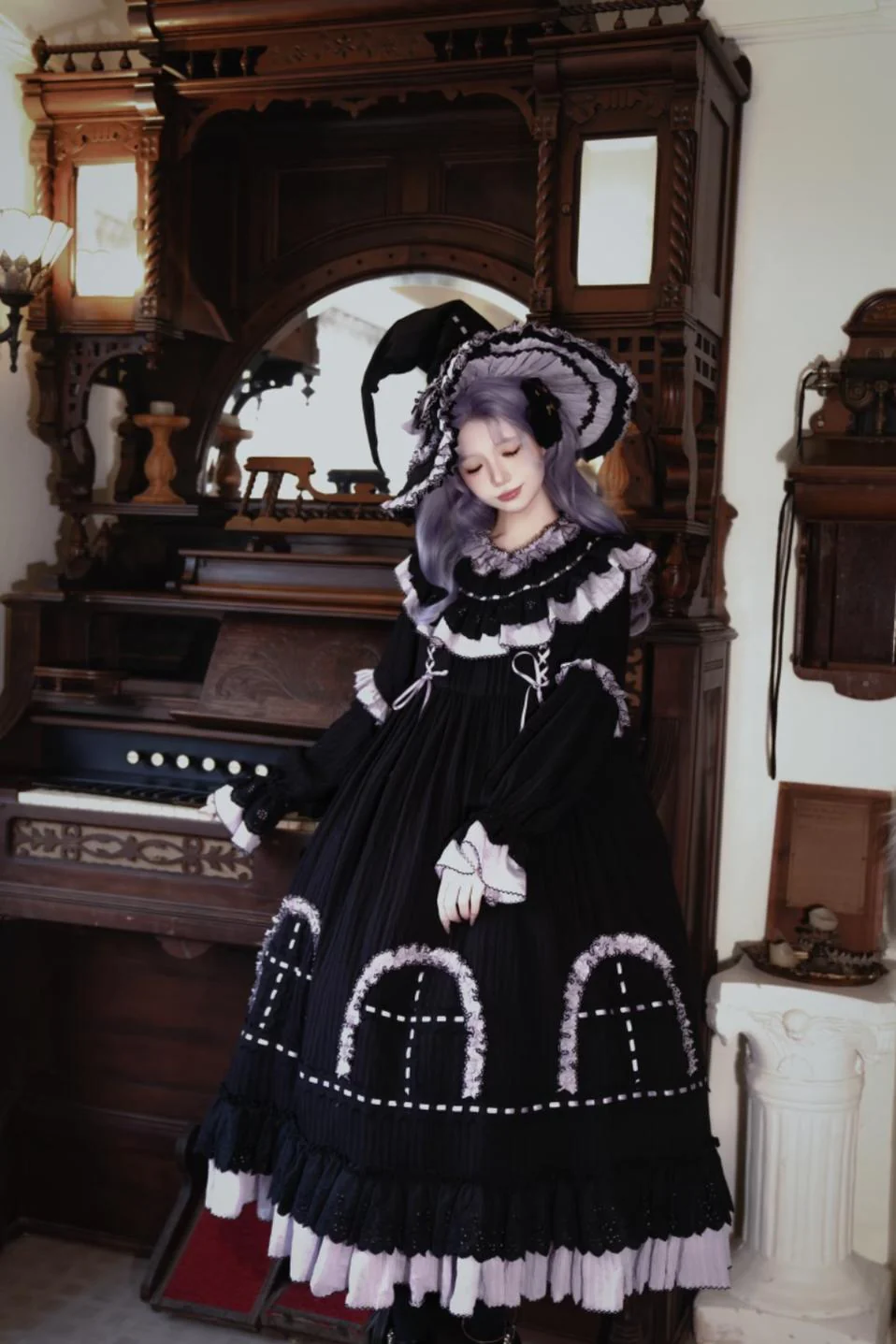 Sanshanjiu - Witch Lilith - Gothic Lolita Witch Hat, Rabbit Ear Hairband - Image 8