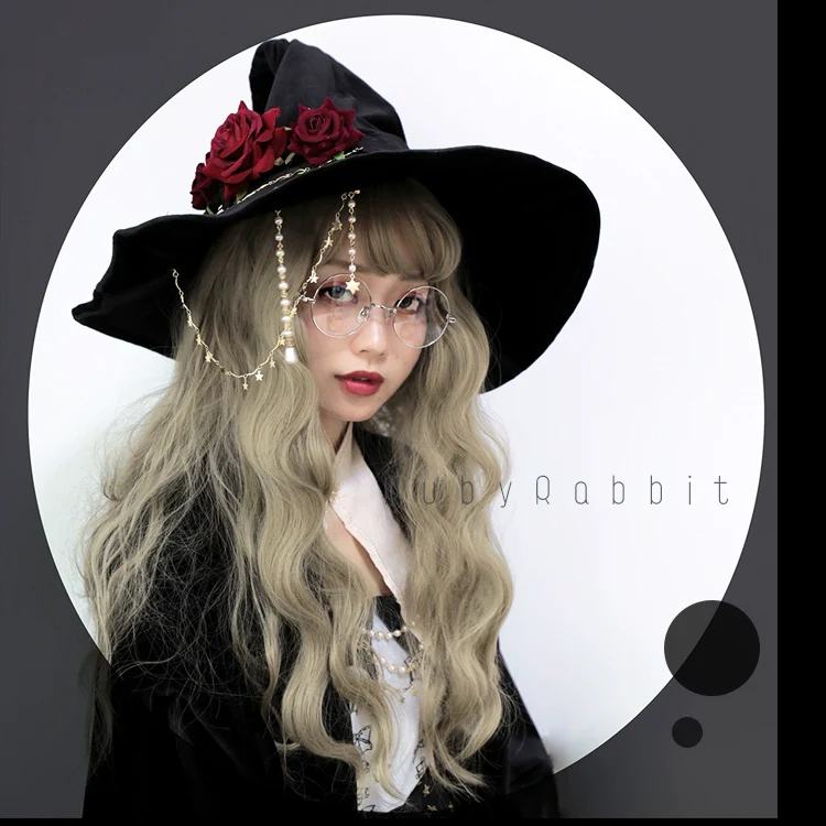 Gothic Lolita Witch Hat Velvet Halloween Hat Wide Brim - Image 5