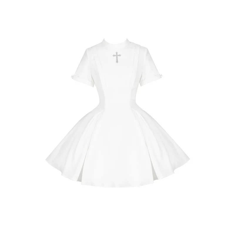 Nihil - Gothic Nun Lolita OP Dress, Irregular Hem Cape - Image 47