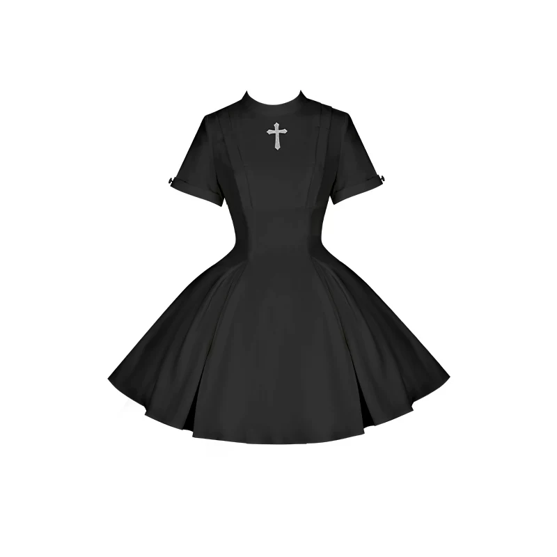 Nihil - Gothic Nun Lolita OP Dress, Irregular Hem Cape - Image 53