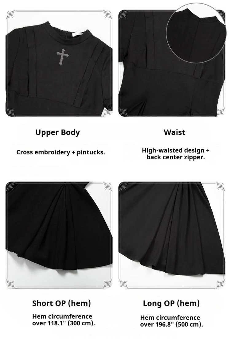 Nihil - Gothic Nun Lolita OP Dress, Irregular Hem Cape - Image 63