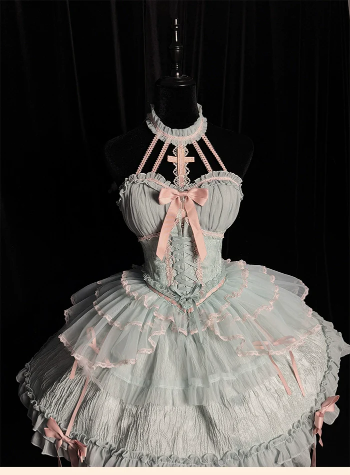 Alice Girl - Cross - Gothic Princess Lolita Corset with Multiple Layers Hem - Image 20