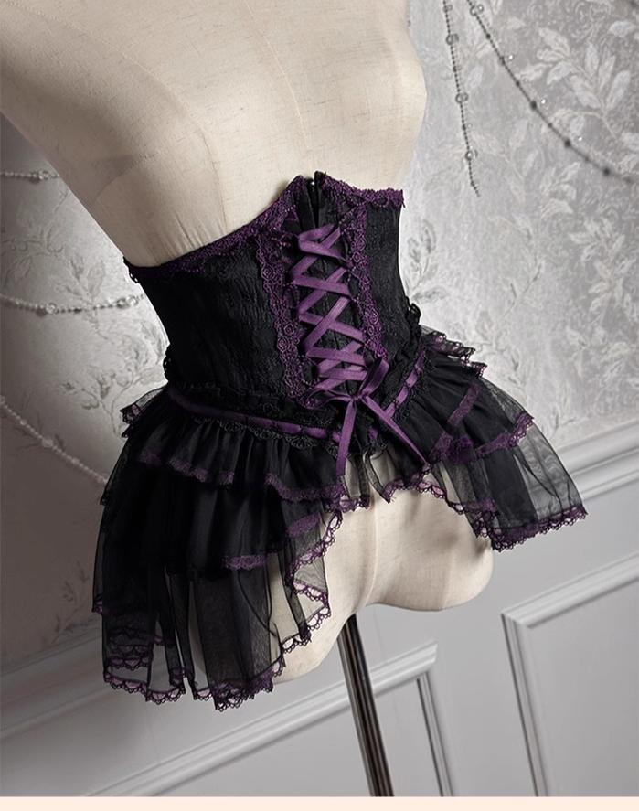 Alice Girl - Cross - Gothic Princess Lolita Corset with Multiple Layers Hem - Image 29
