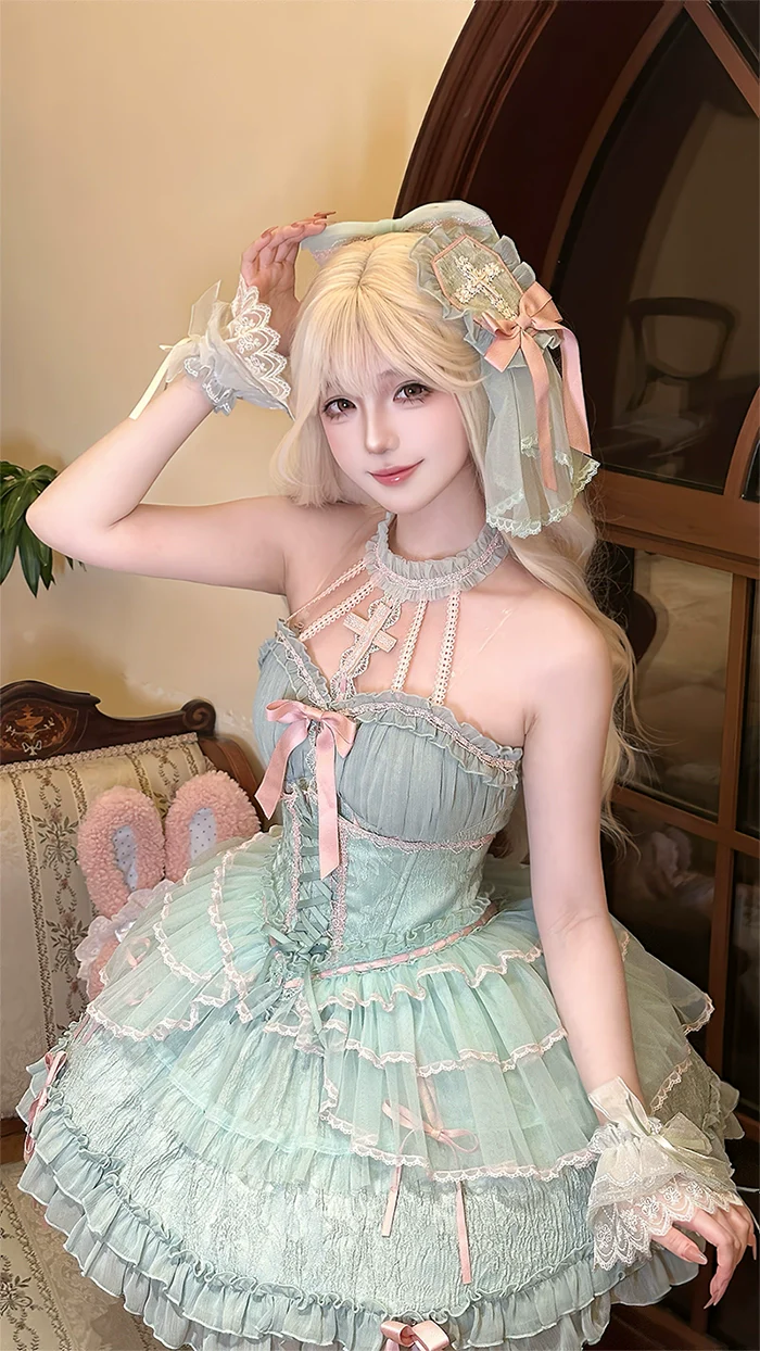Alice Girl - Cross - Gothic Princess Lolita Corset with Multiple Layers Hem - Image 8