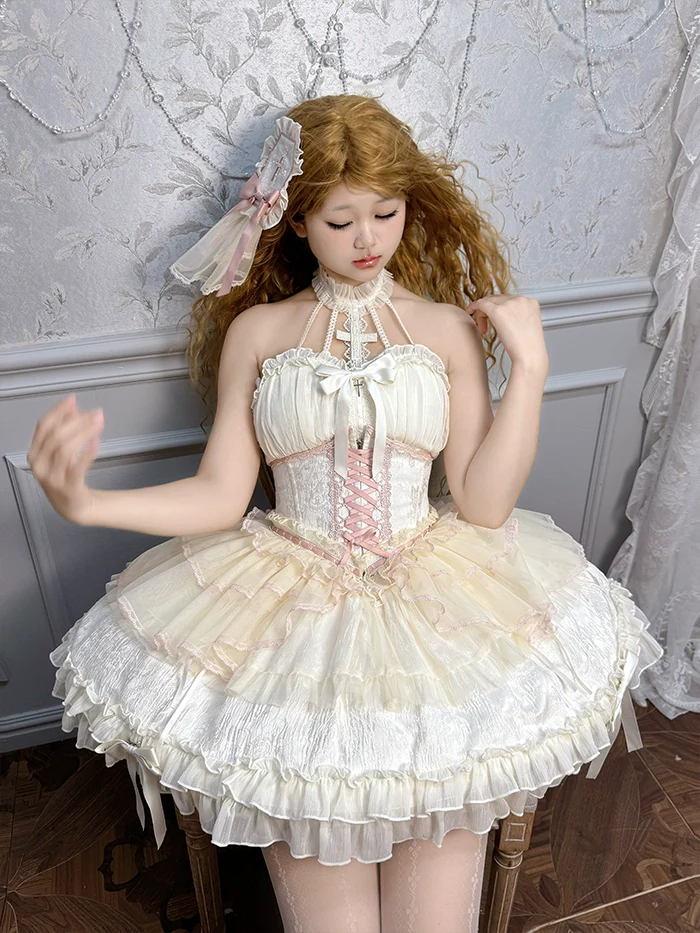 Alice Girl - Cross - Gothic Princess Lolita Corset with Multiple Layers Hem - Image 9