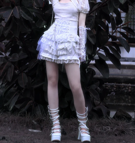 Blood Supply - Gothic Punk Lolita ShortsTiered Lace Pantskirt - Image 11
