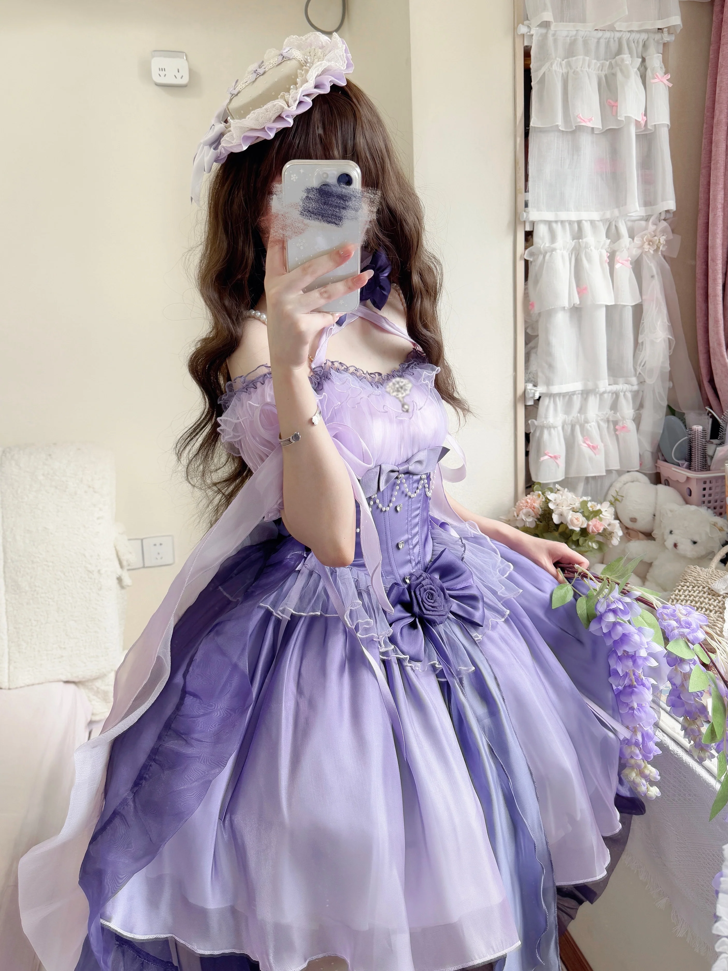 Meowing and fruity - Midsummer Dream - Gradient Color Wedding Lolita JSK Dress Set, Fishbone Waist - Image 11