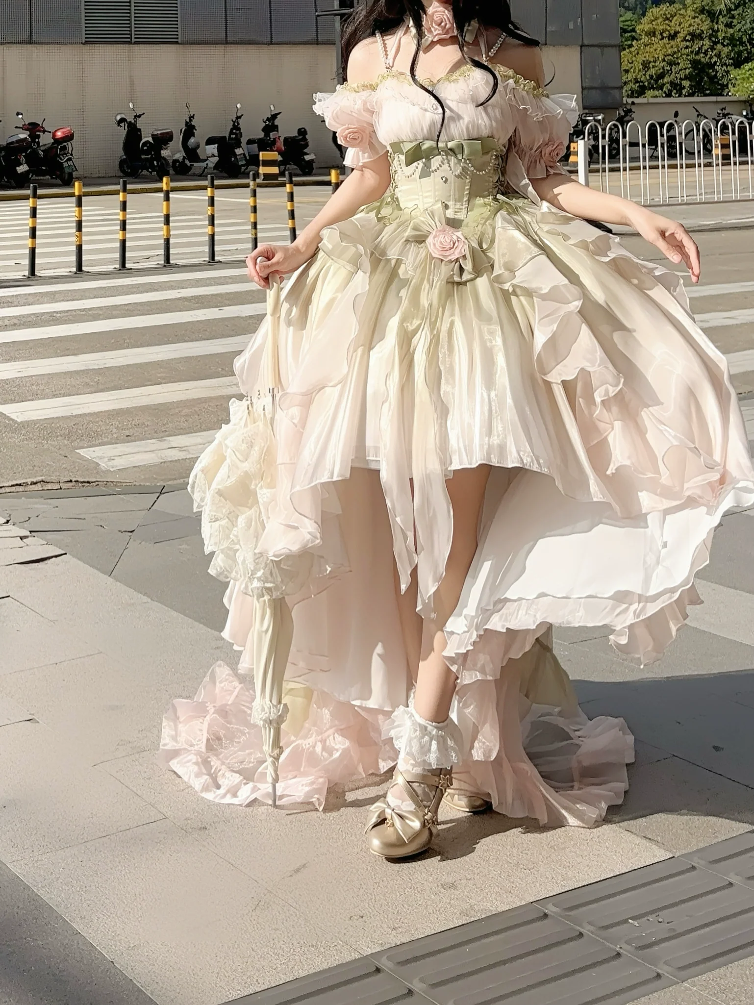 Meowing and fruity - Midsummer Dream - Gradient Color Wedding Lolita JSK Dress Set, Fishbone Waist - Image 14