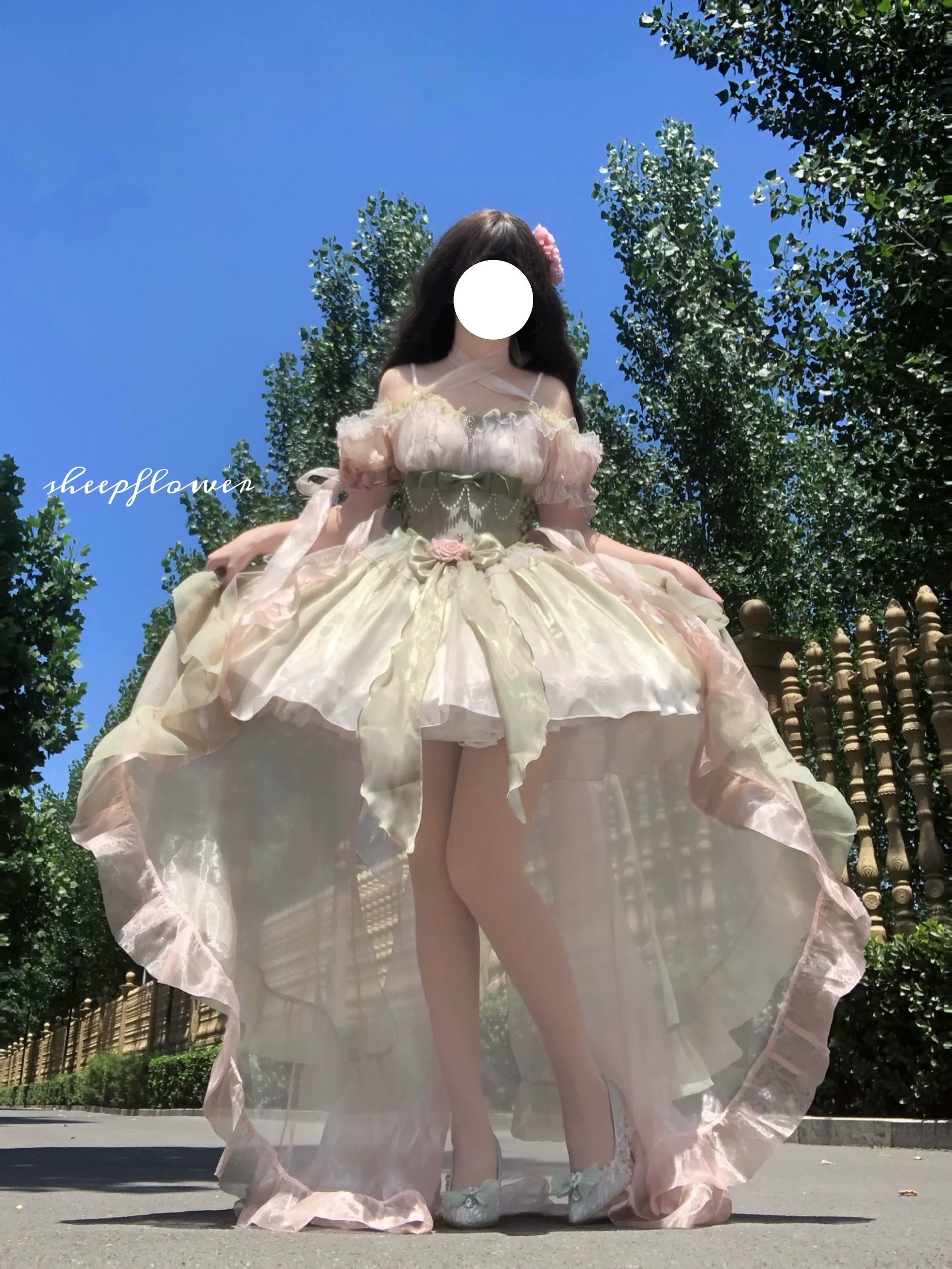 Meowing and fruity - Midsummer Dream - Gradient Color Wedding Lolita JSK Dress Set, Fishbone Waist - Image 18
