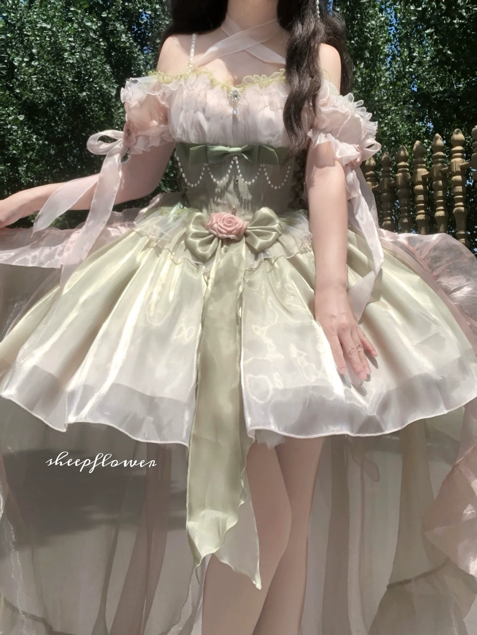 Meowing and fruity - Midsummer Dream - Gradient Color Wedding Lolita JSK Dress Set, Fishbone Waist - Image 19