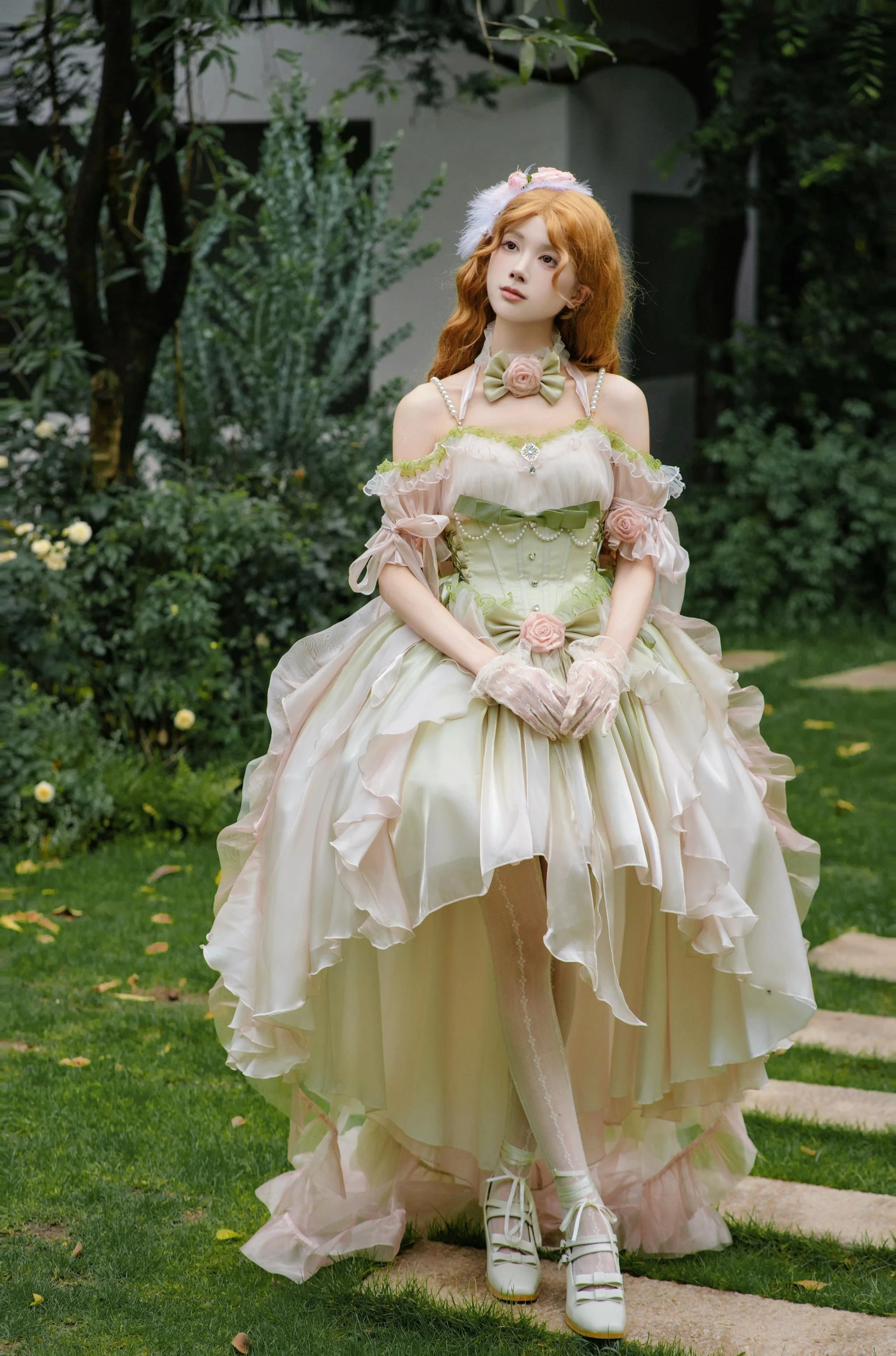 Meowing and fruity - Midsummer Dream - Gradient Color Wedding Lolita JSK Dress Set, Fishbone Waist - Image 2