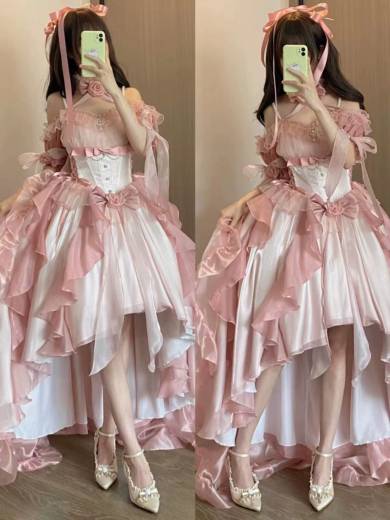 Meowing and fruity - Midsummer Dream - Gradient Color Wedding Lolita JSK Dress Set, Fishbone Waist - Image 20