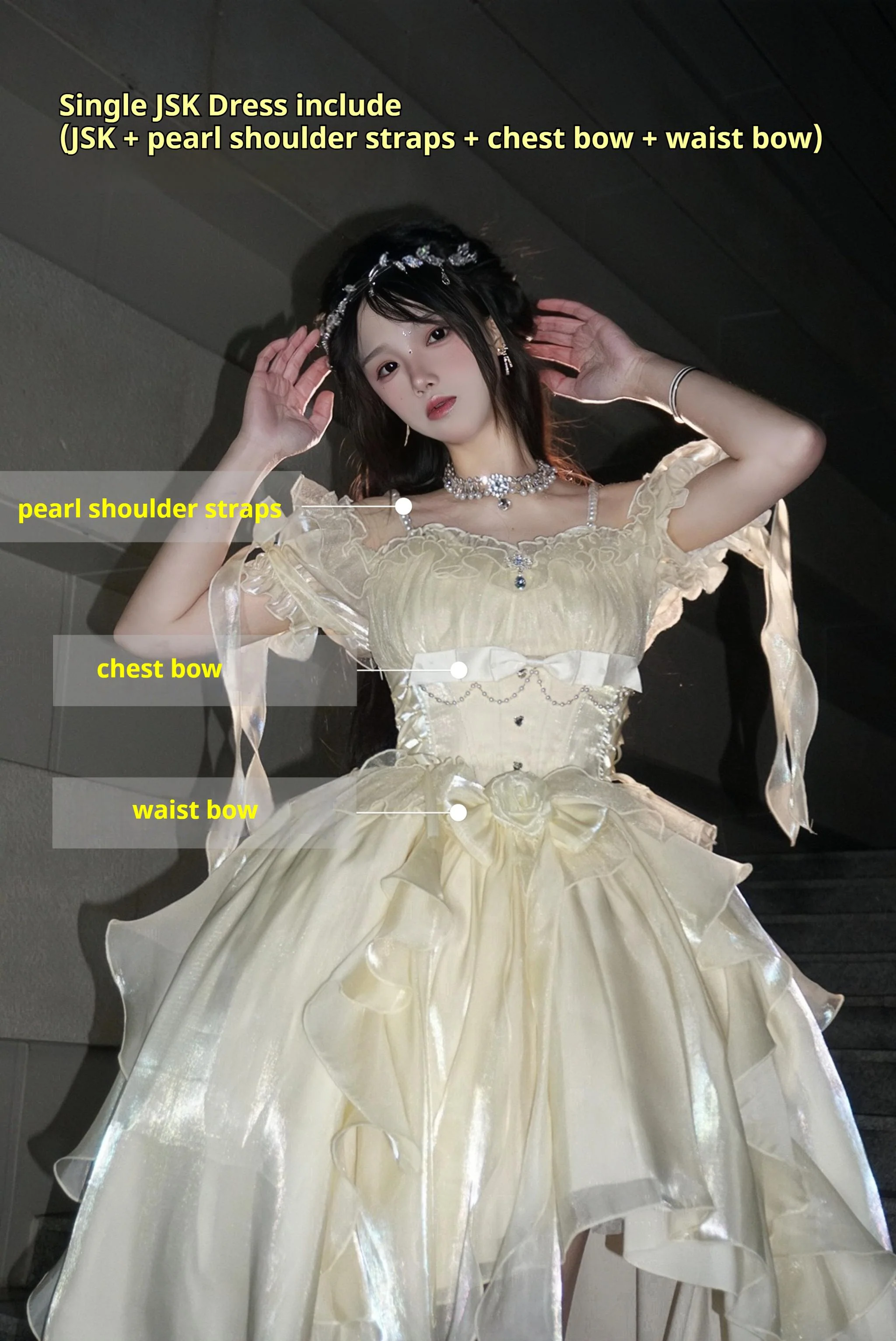 Meowing and fruity - Midsummer Dream - Gradient Color Wedding Lolita JSK Dress Set, Fishbone Waist - Image 25