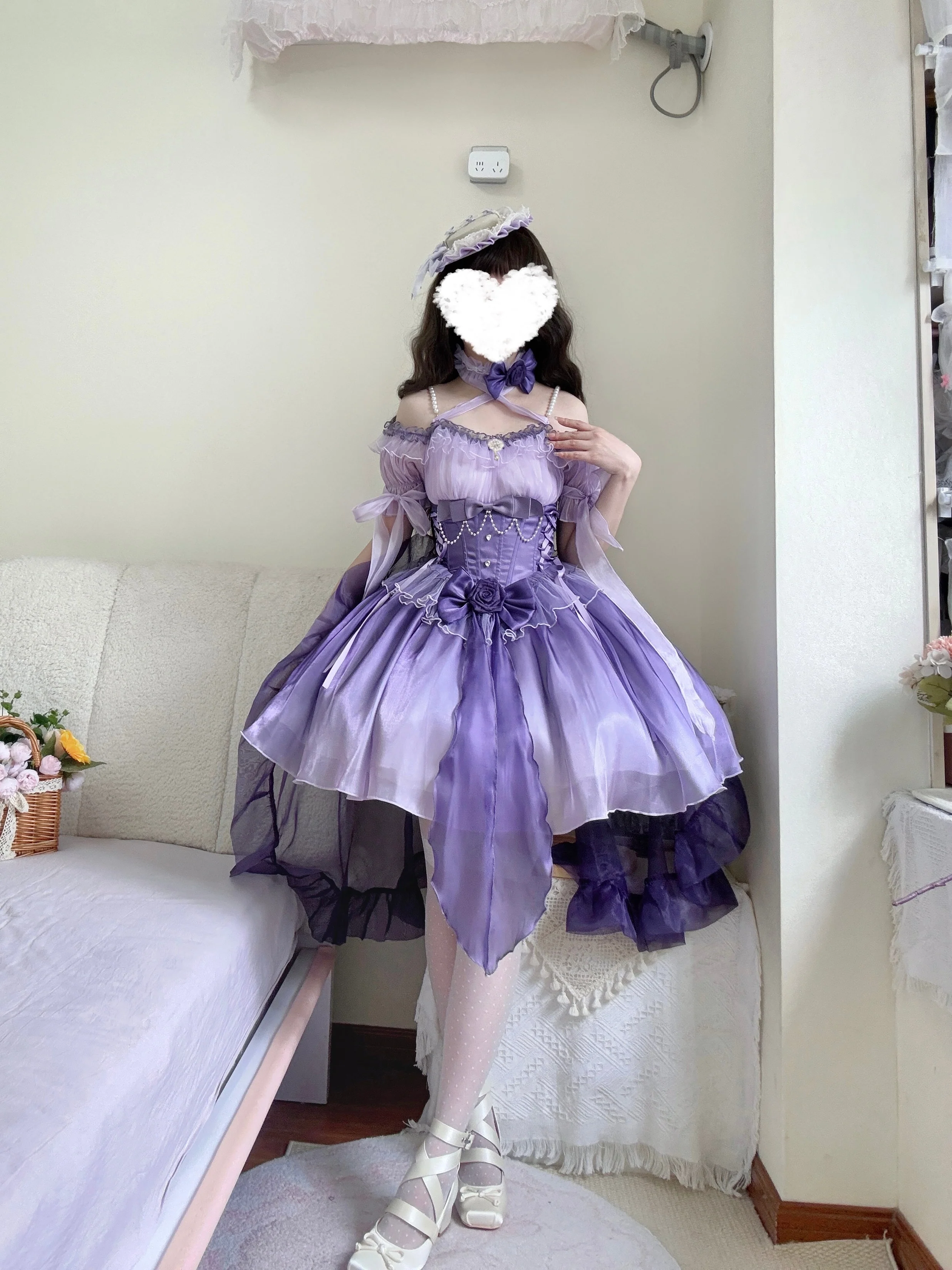 Meowing and fruity - Midsummer Dream - Gradient Color Wedding Lolita JSK Dress Set, Fishbone Waist - Image 4