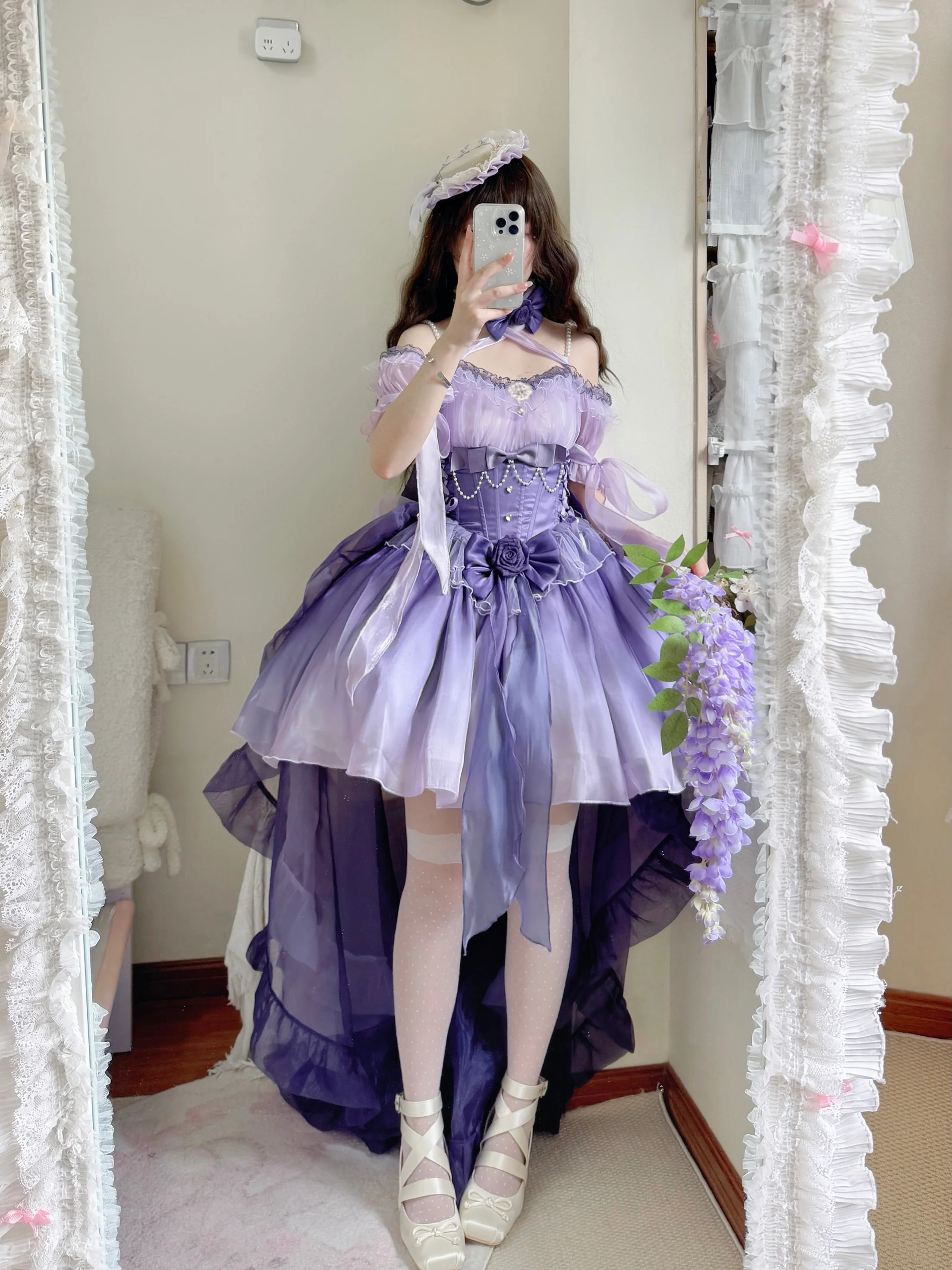Meowing and fruity - Midsummer Dream - Gradient Color Wedding Lolita JSK Dress Set, Fishbone Waist - Image 5